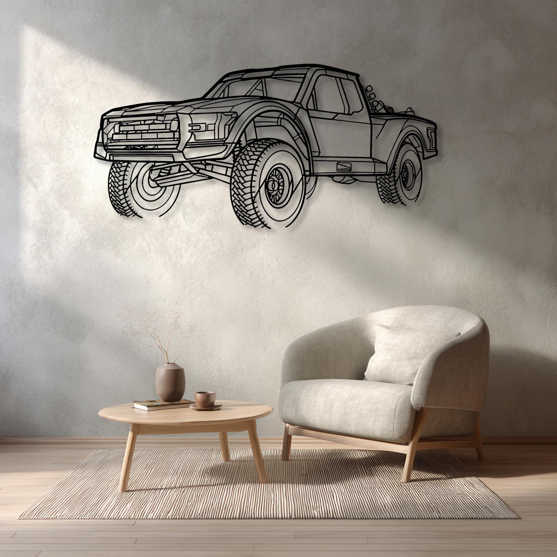 Trophy Truck 6100 Angle Silhouette Metal Wall Art