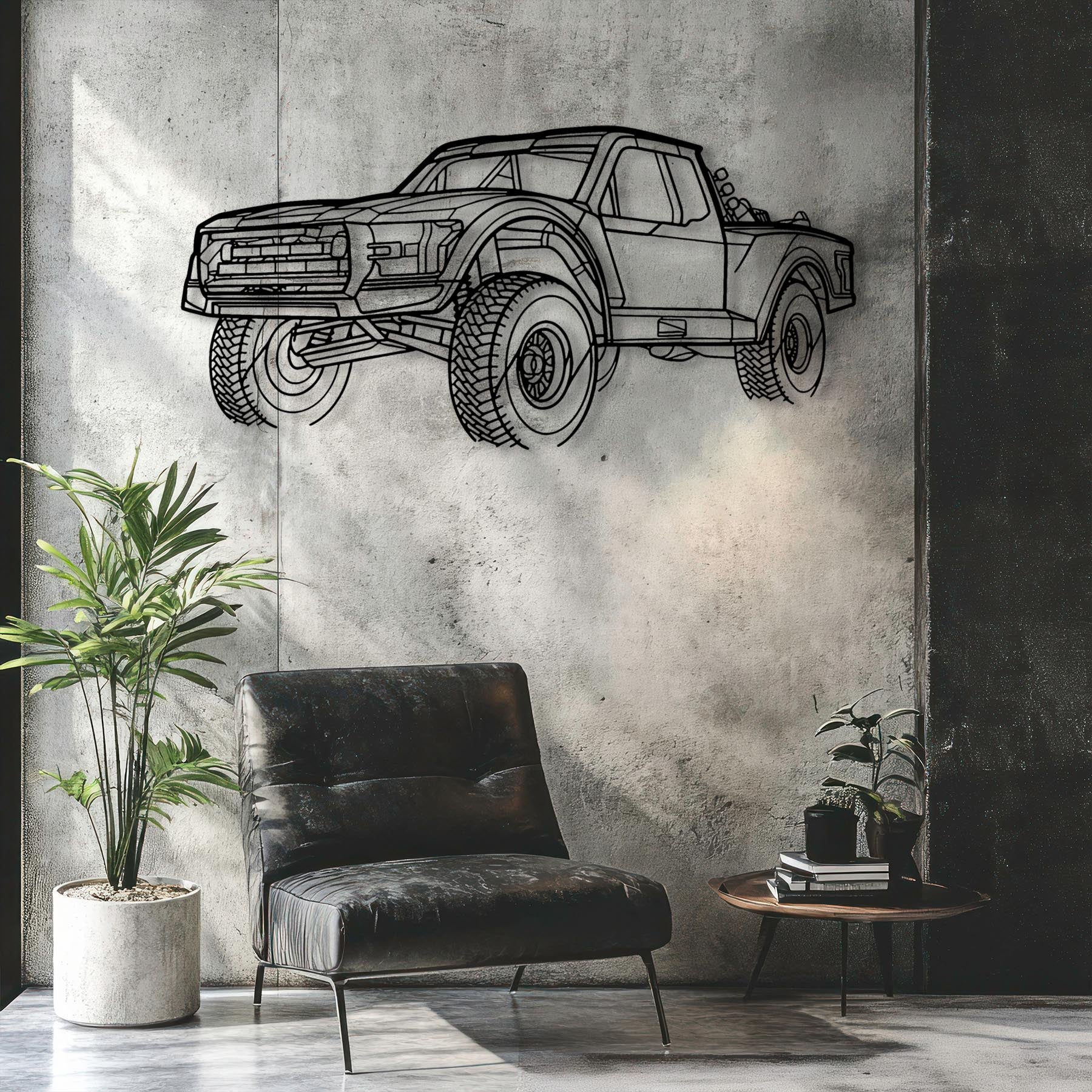 Trophy Truck 6100 Angle Silhouette Metal Wall Art