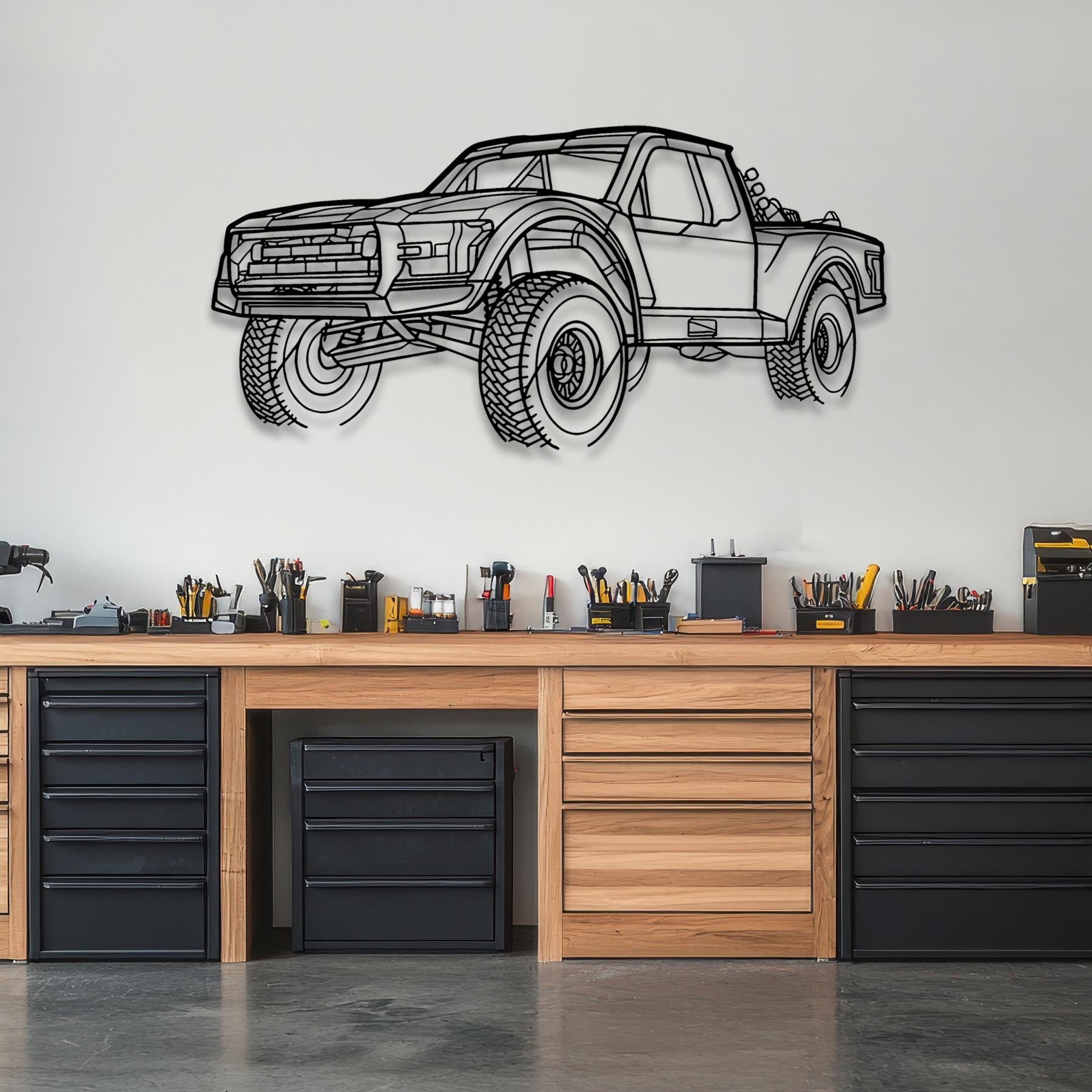 Trophy Truck 6100 Angle Silhouette Metal Wall Art