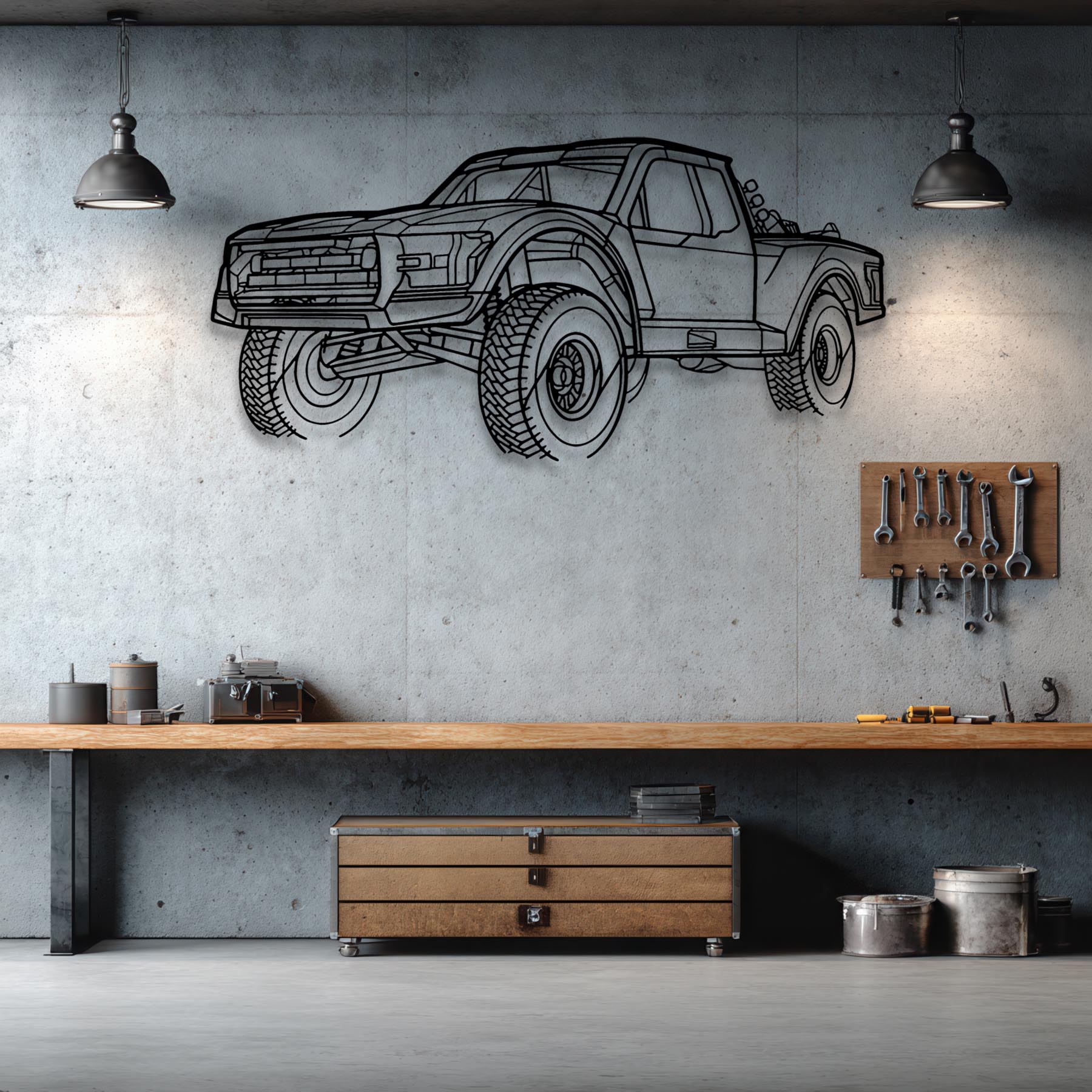 Trophy Truck 6100 Angle Silhouette Metal Wall Art