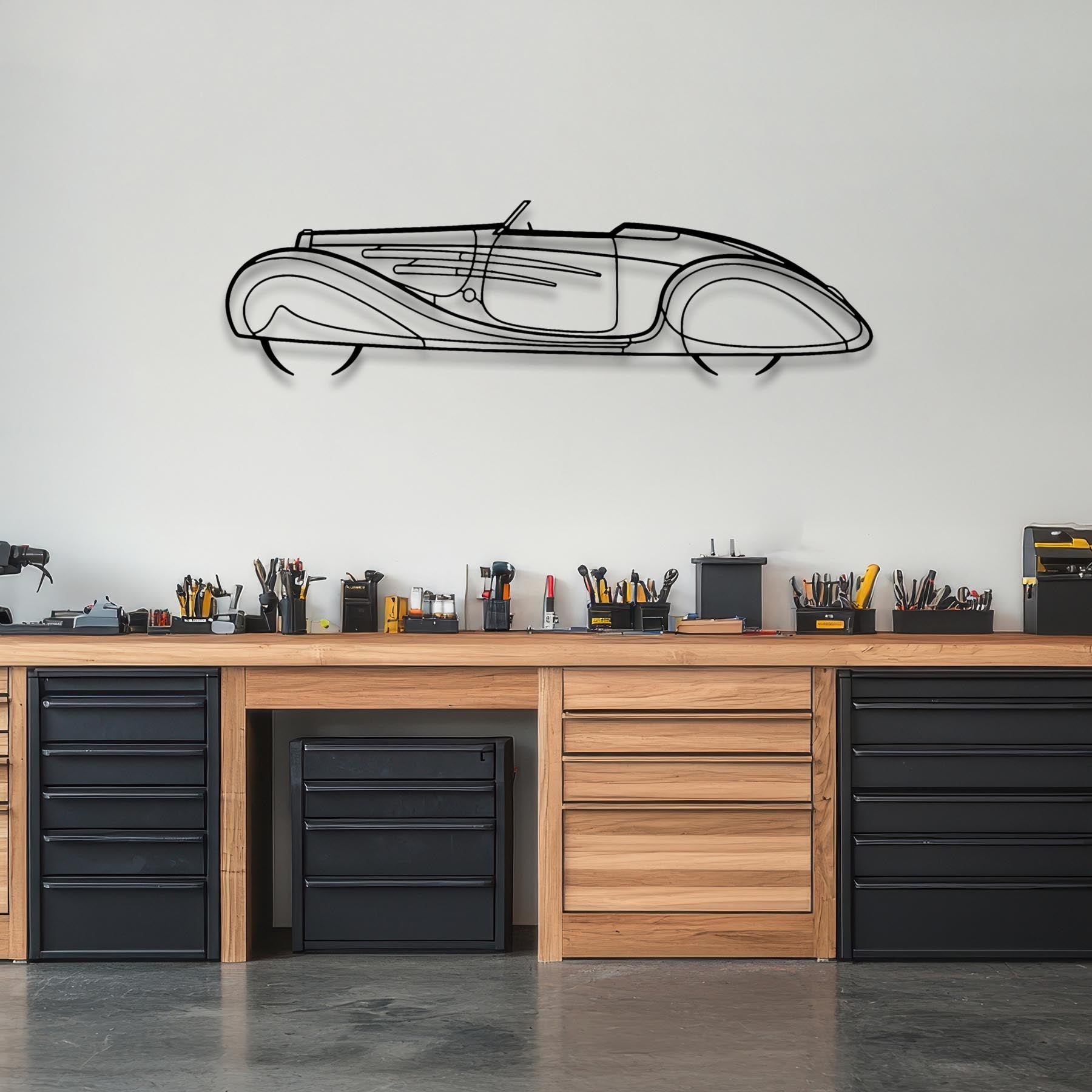 Type 57C 1939 Detailed Silhouette Metal Wall Art