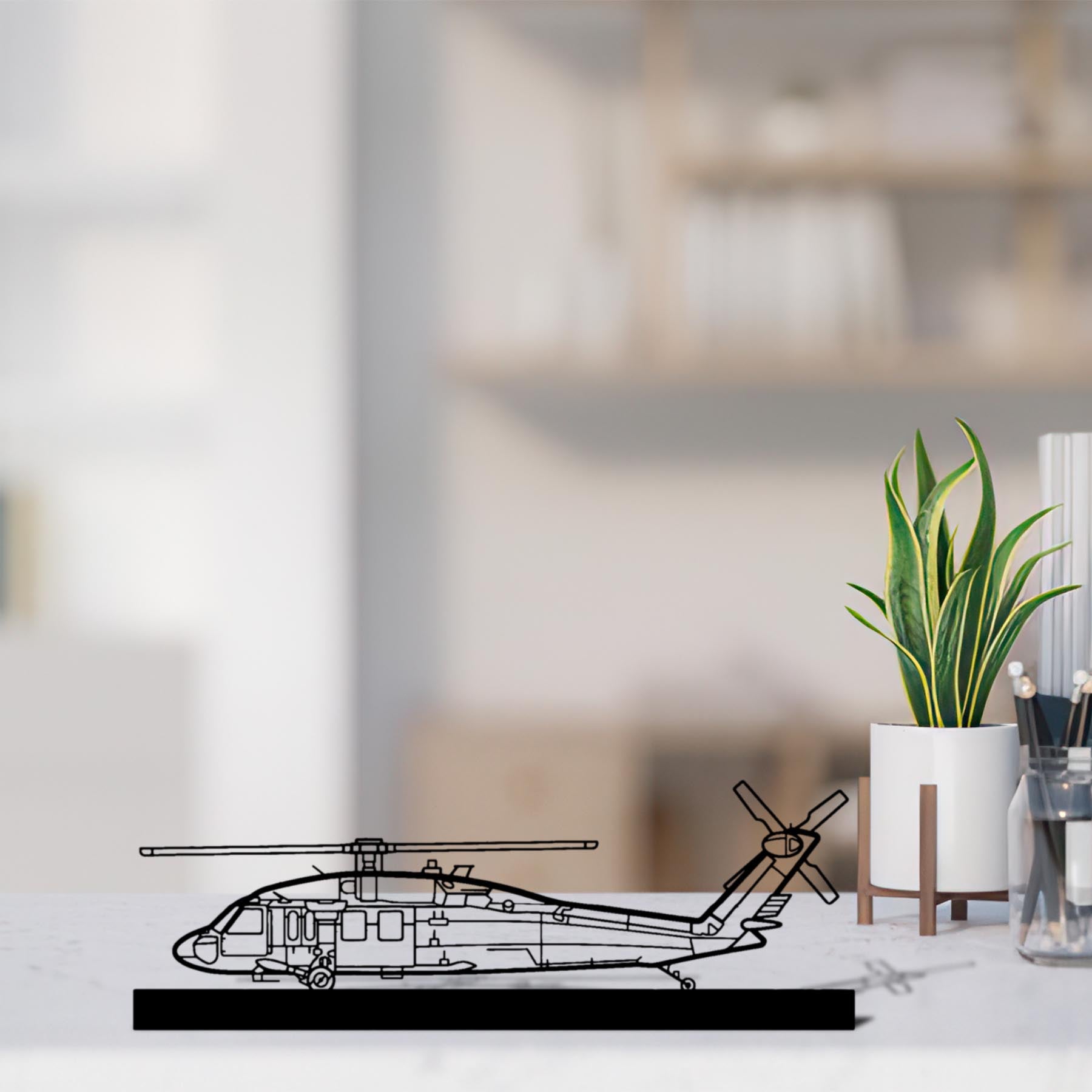 UH-60 Black Hawk Silhouette Metal Art Stand