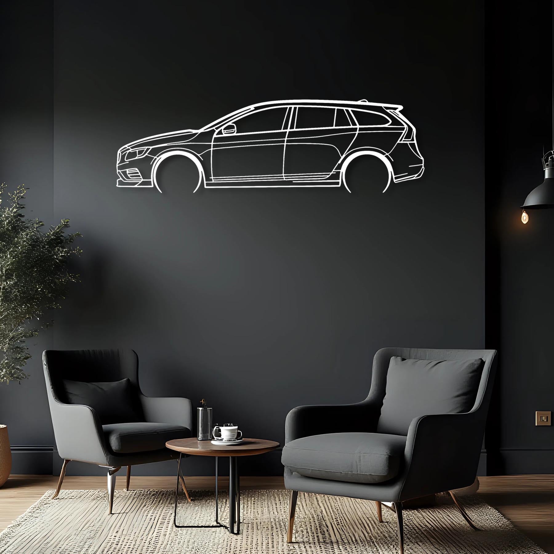 V60 Polestar Detailed Silhouette Metal Wall Art