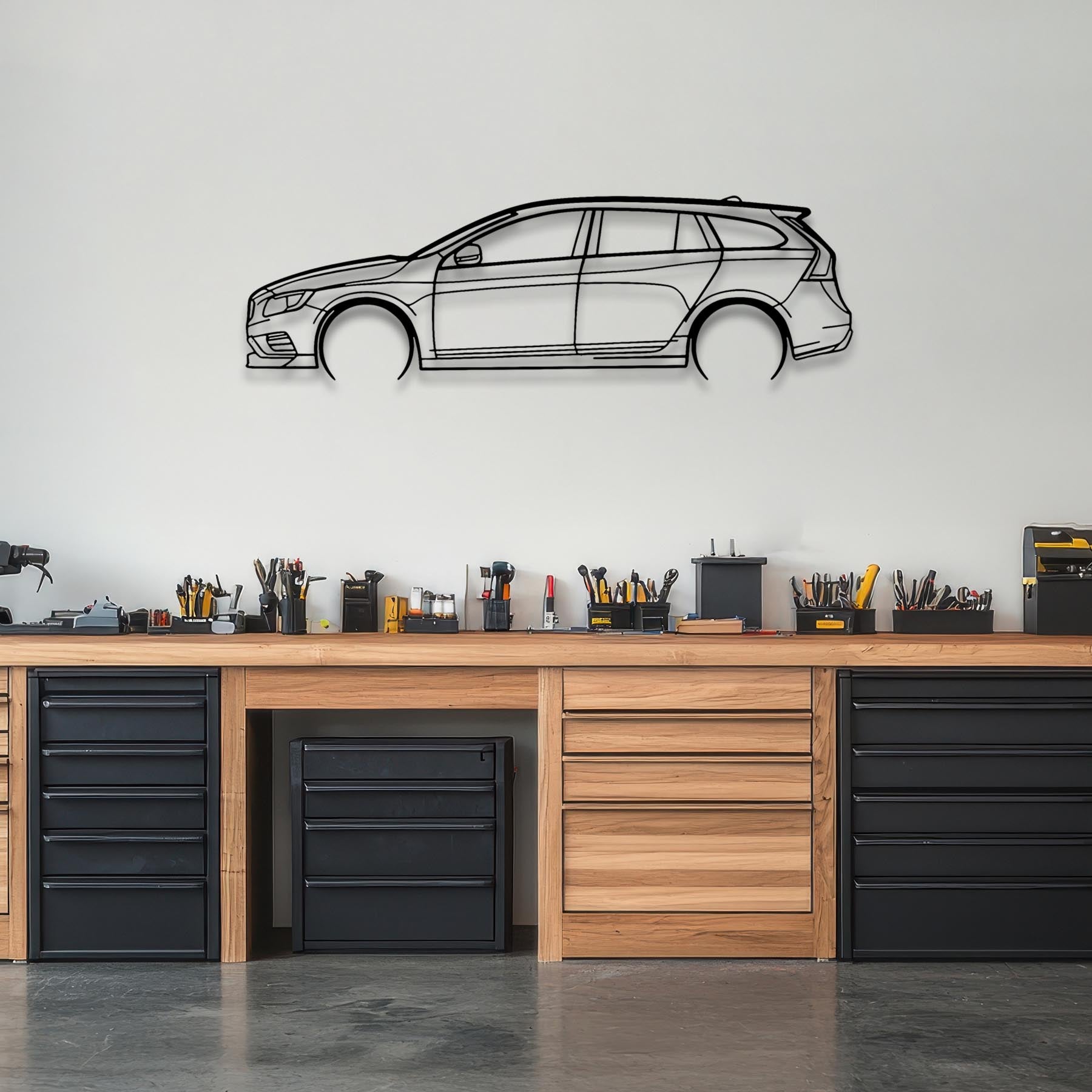 V60 Polestar Detailed Silhouette Metal Wall Art
