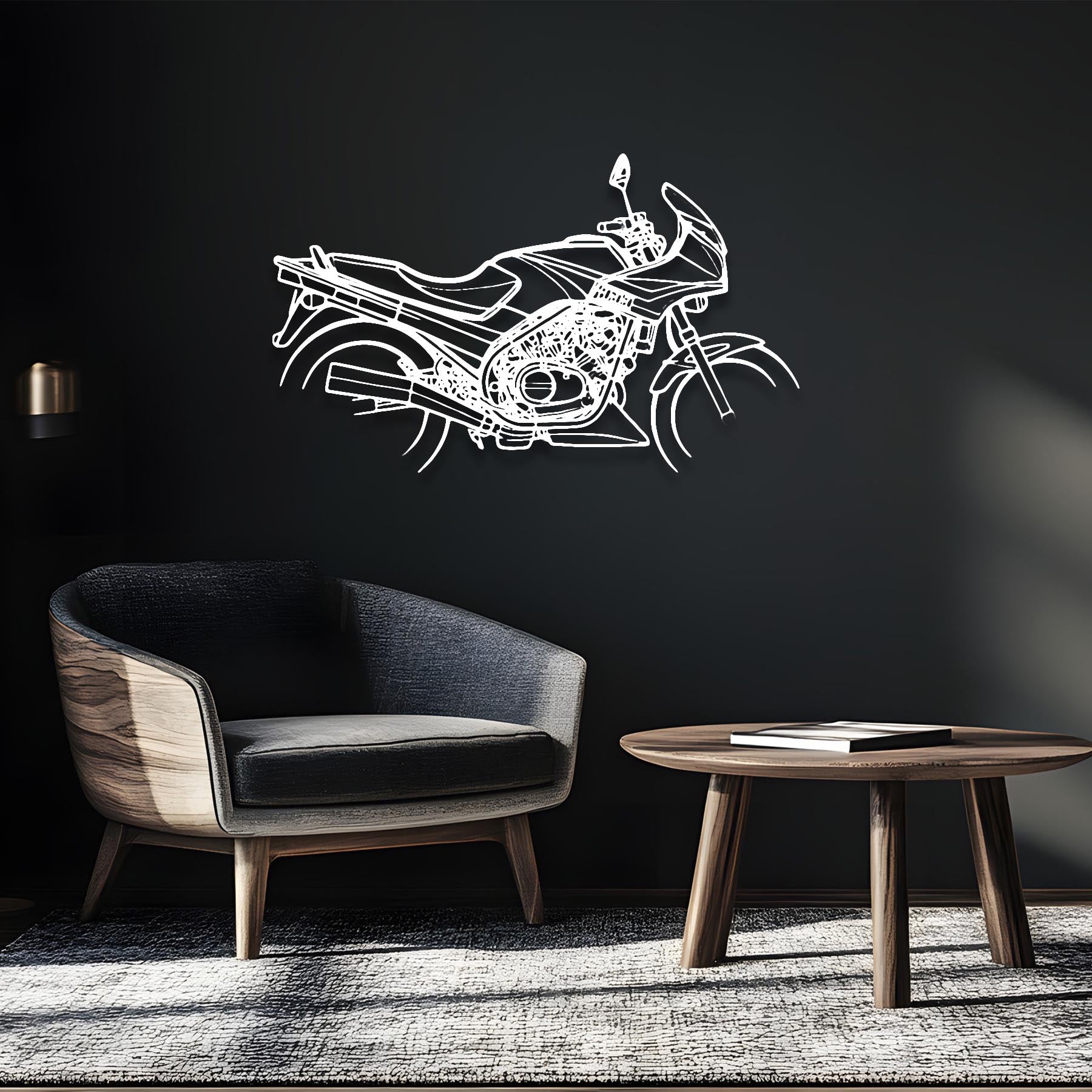 VF500F Interceptor 1985 Silhouette Metal Wall Art