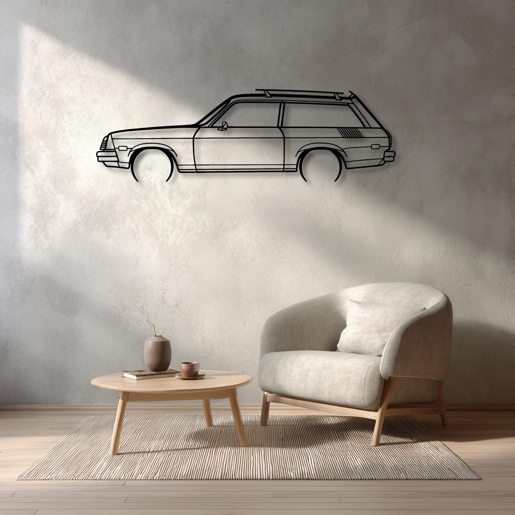 Vega Estate Wagon 1976 Detailed Silhouette Metal Wall Art