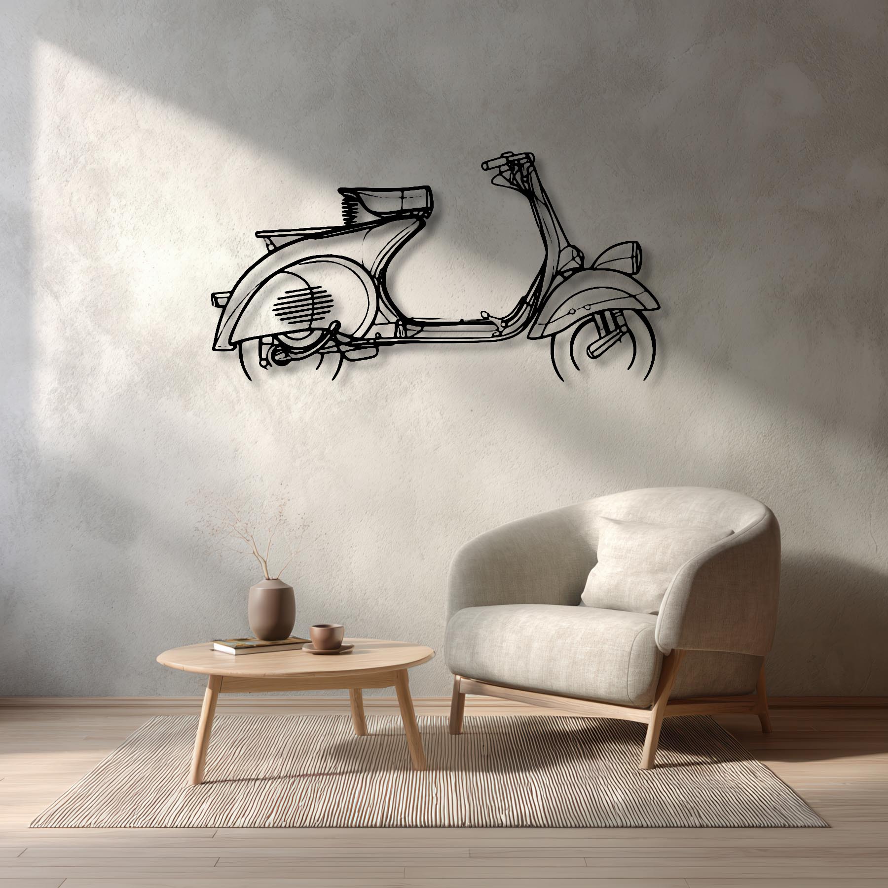 Vespa VN1T 1955 Silhouette Metal Wall Art