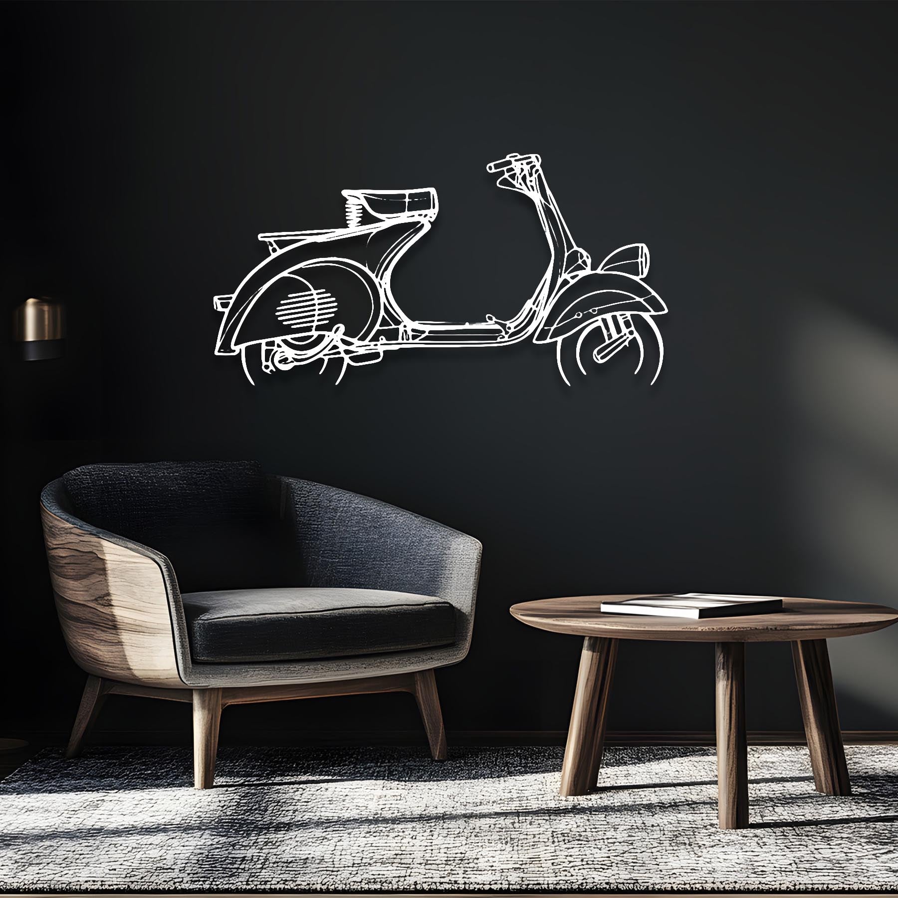 Vespa VN1T 1955 Silhouette Metal Wall Art
