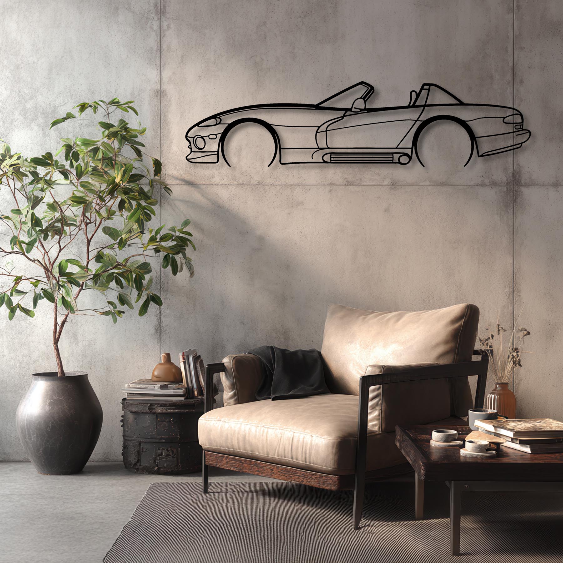 Viper 1993 RT10 Detailed Silhouette Metal Wall Art