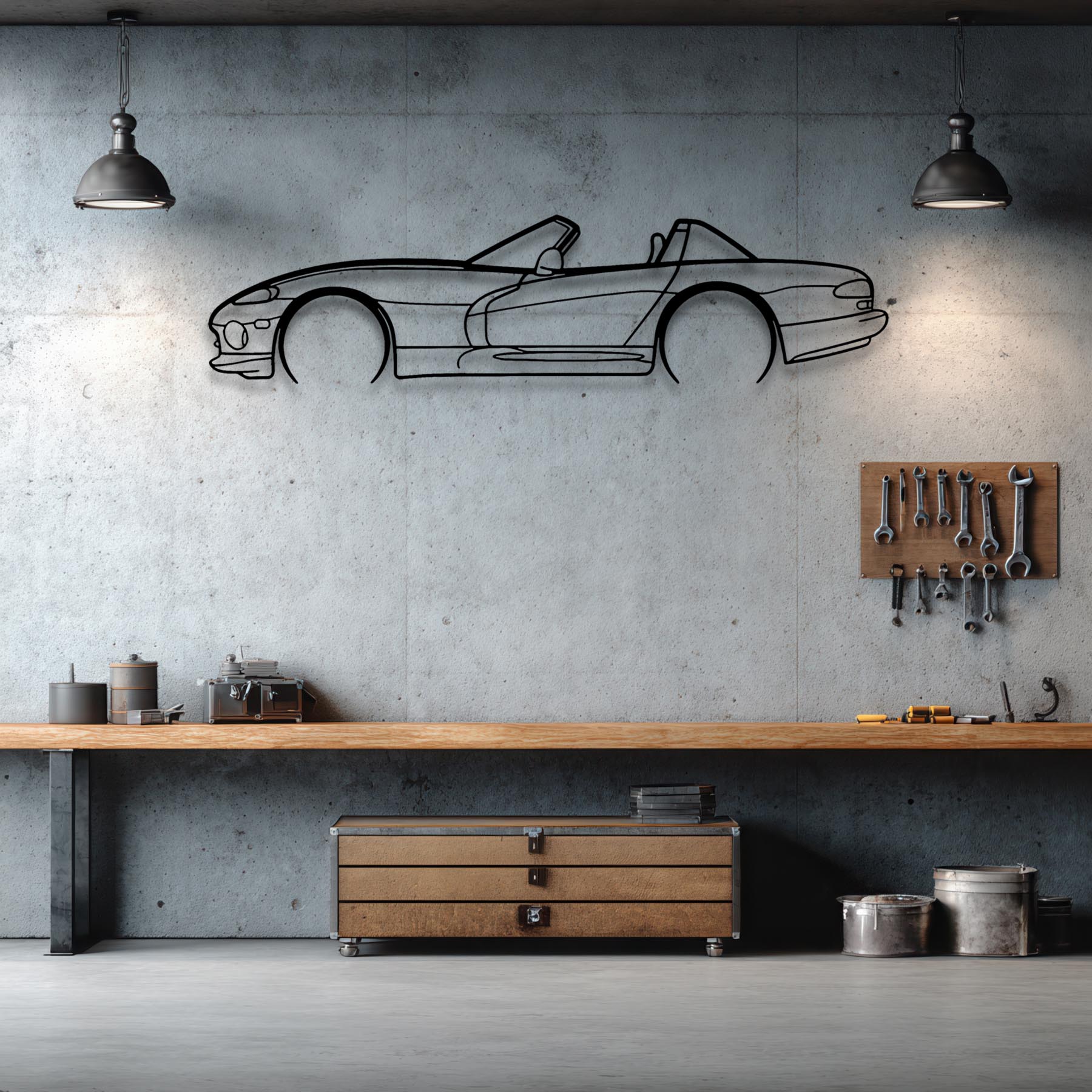 Viper RT 1999 Detailed Silhouette Metal Wall Art