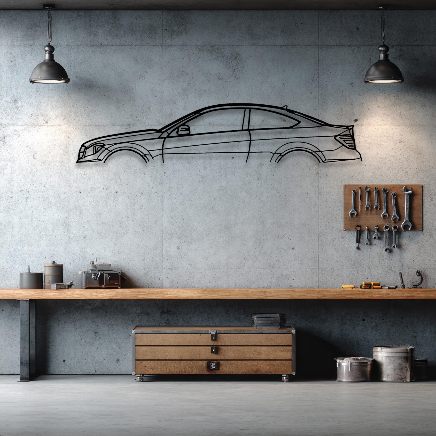W204 C Coupe Classic Silhouette Metal Wall Art
