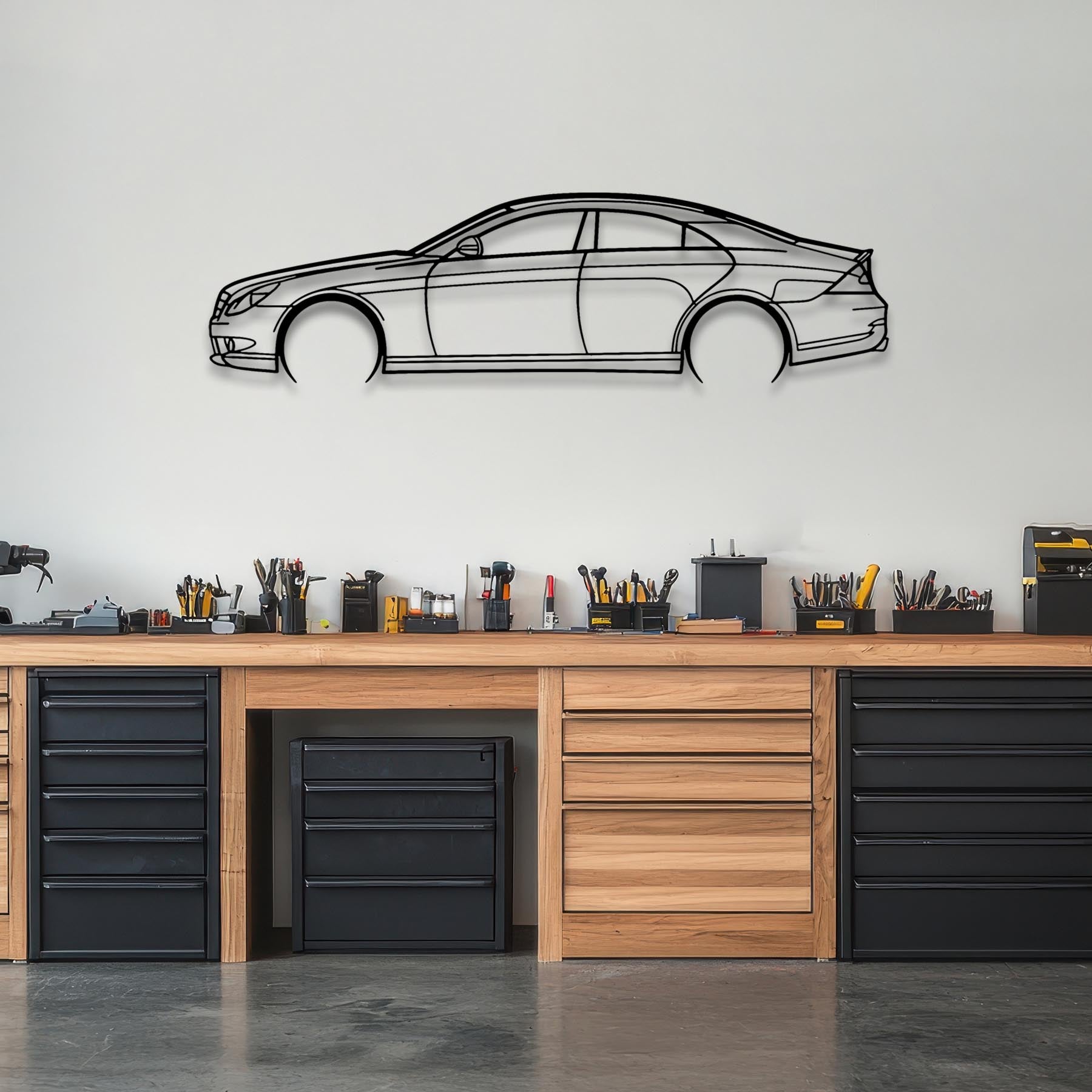 W219 AMG 2008 Detailed Silhouette Metal Wall Art