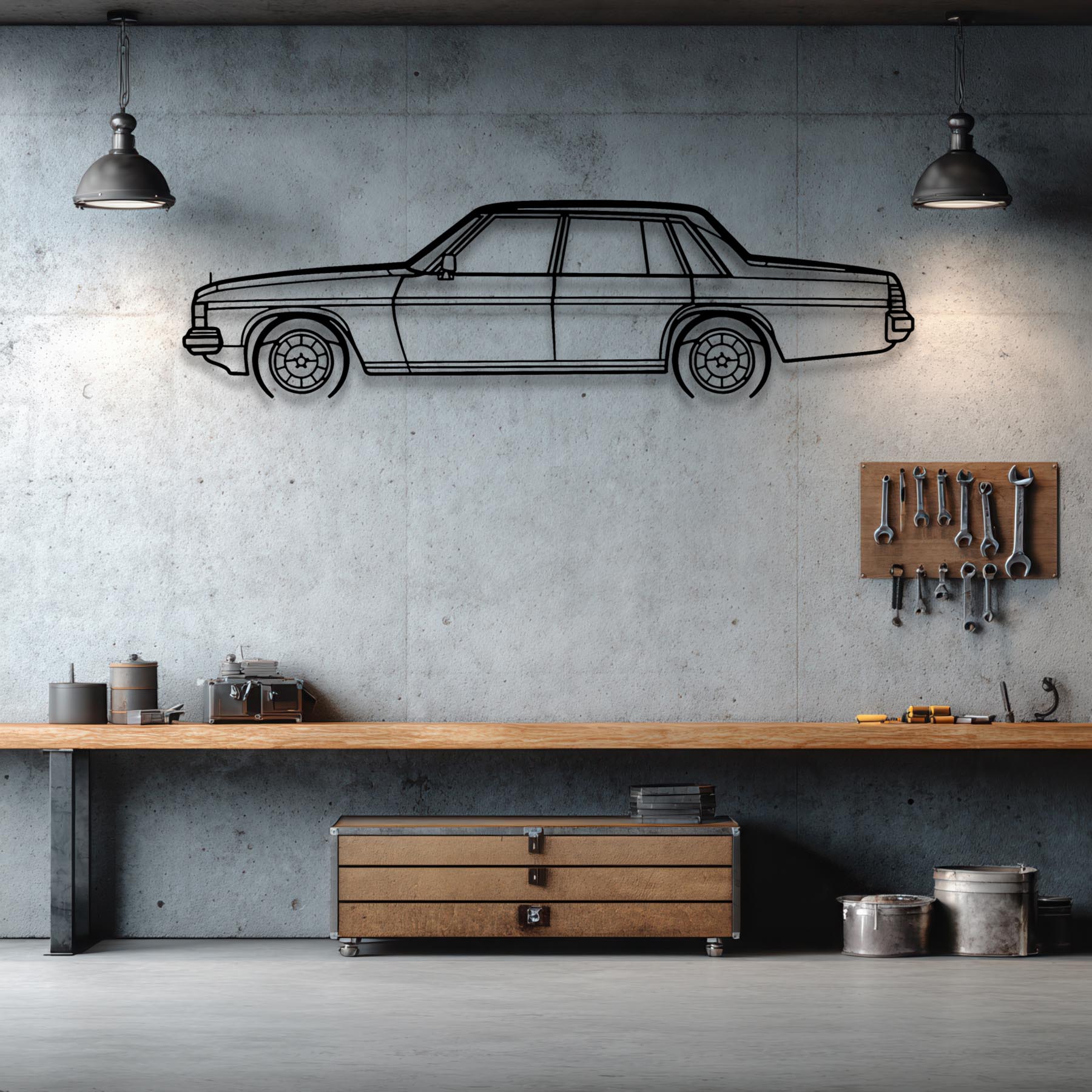 WB Caprice 1981 Detailed Silhouette Metal Wall Art