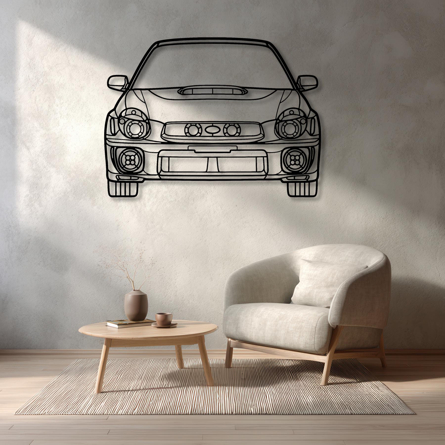 WRX 2002 Front Silhouette Metal Wall Art