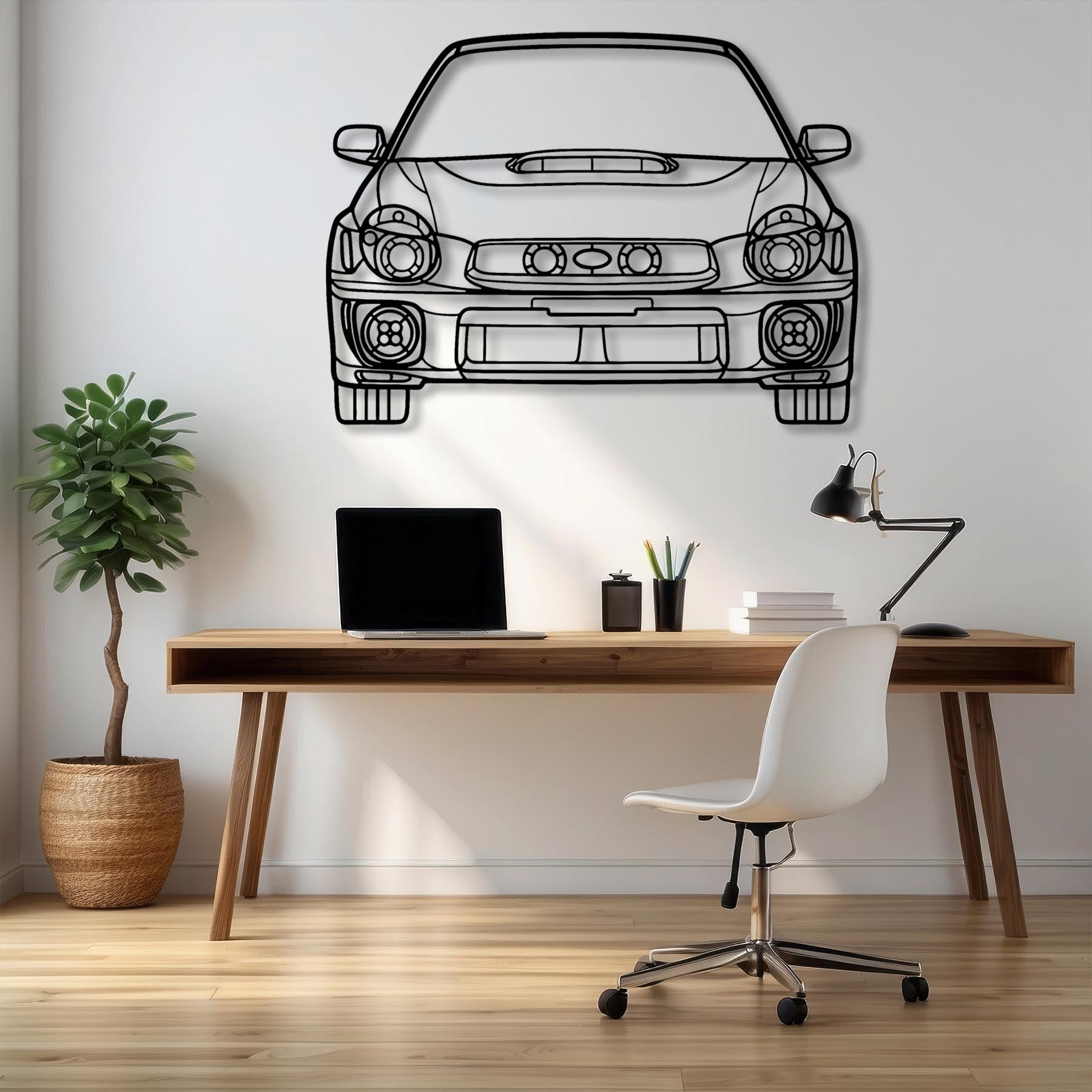 WRX 2002 Front Silhouette Metal Wall Art