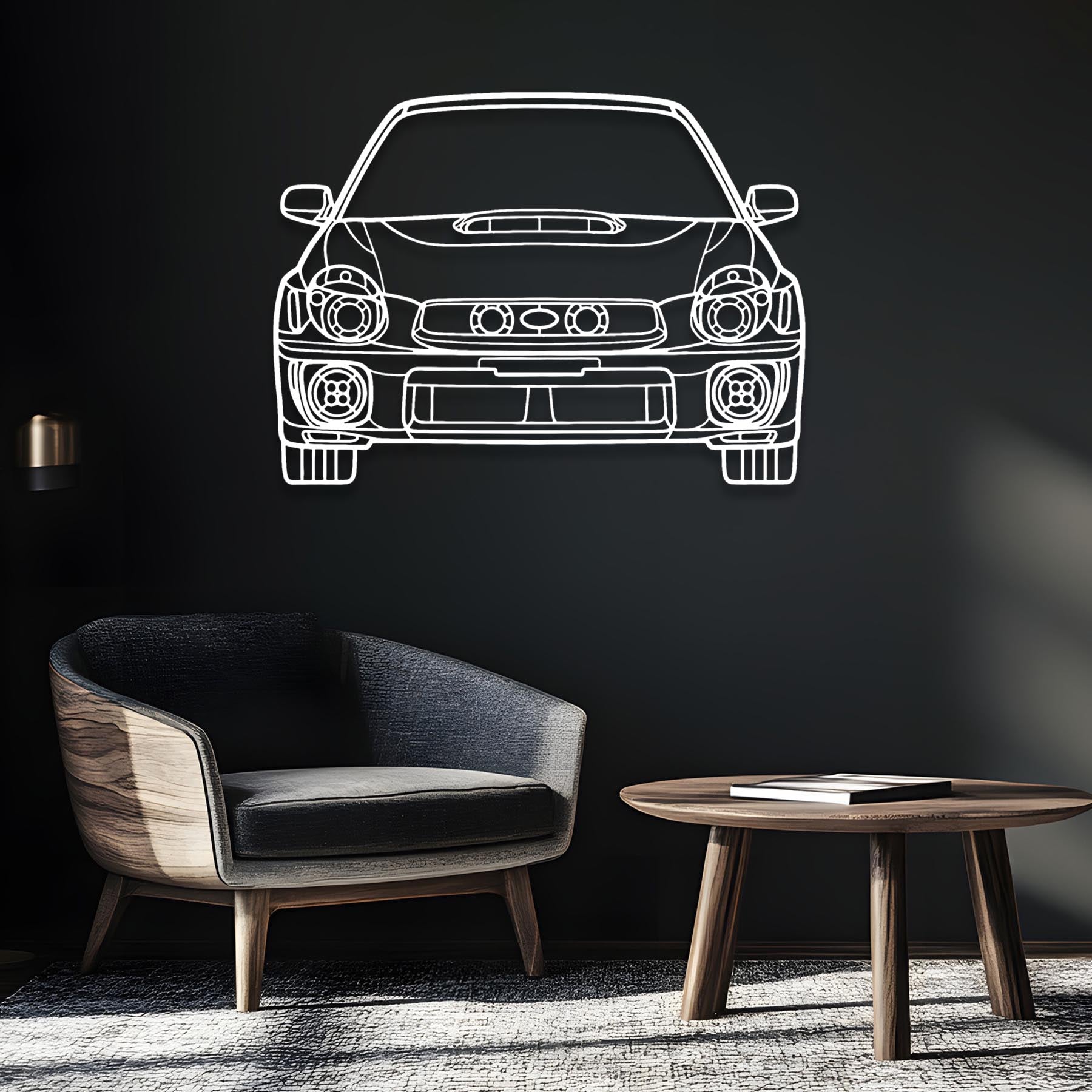WRX 2002 Front Silhouette Metal Wall Art