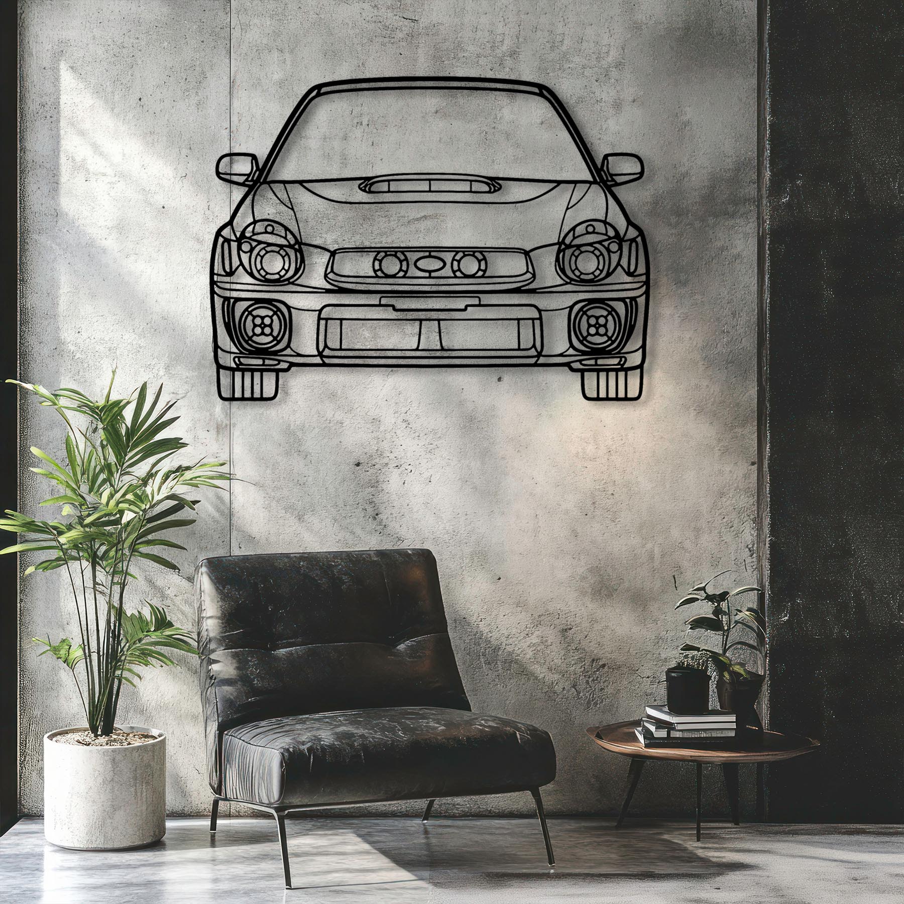 WRX 2002 Front Silhouette Metal Wall Art