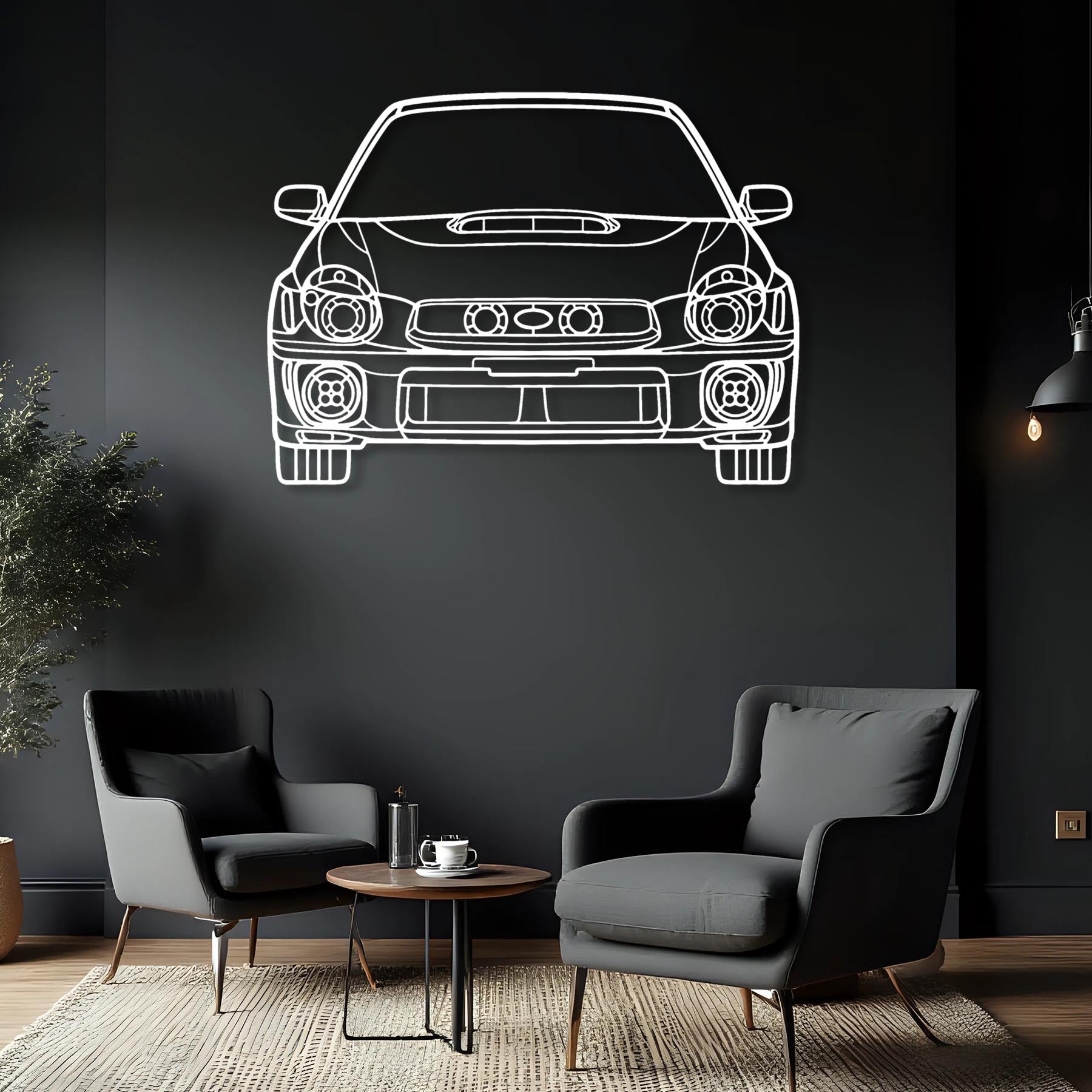 WRX 2002 Front Silhouette Metal Wall Art