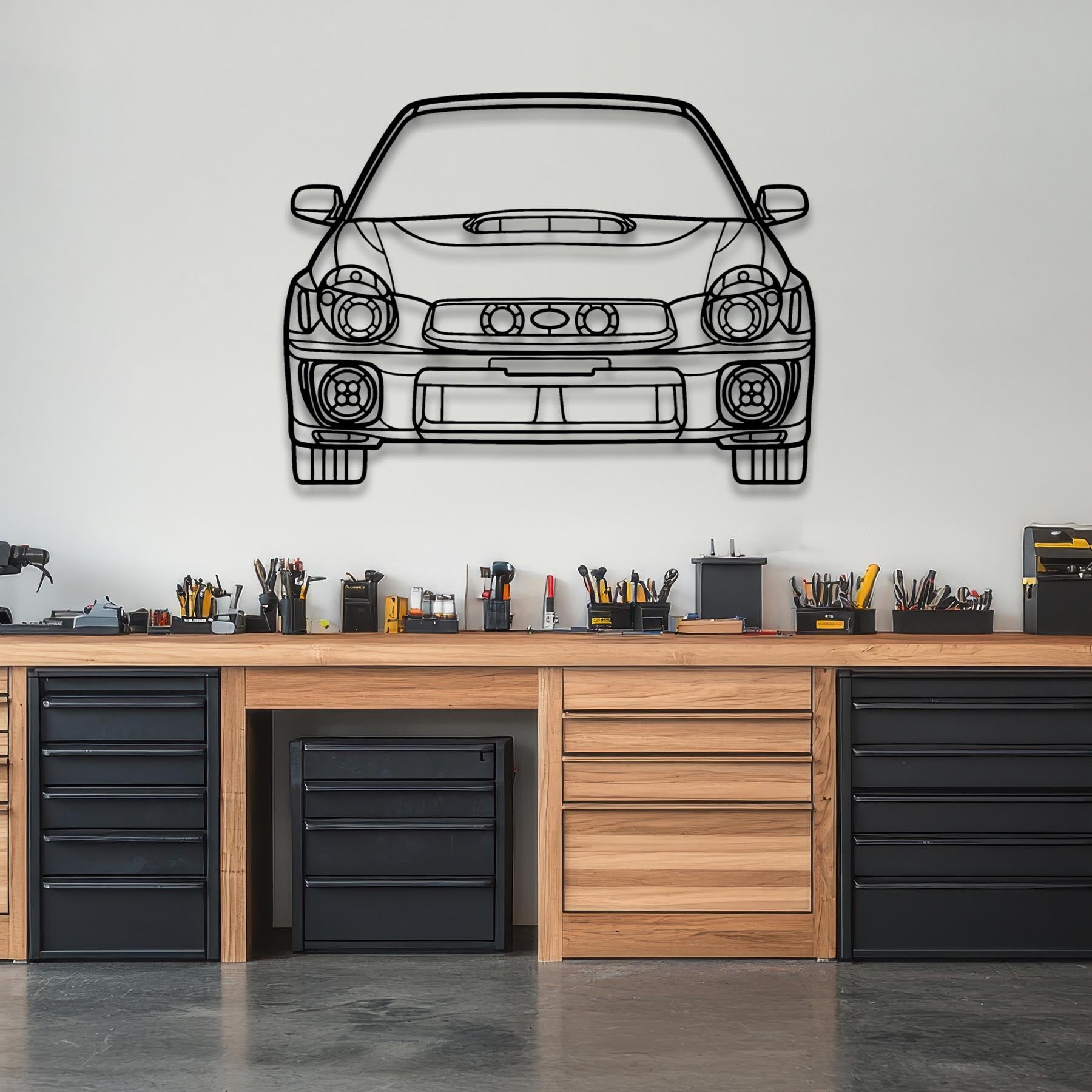 WRX 2002 Front Silhouette Metal Wall Art