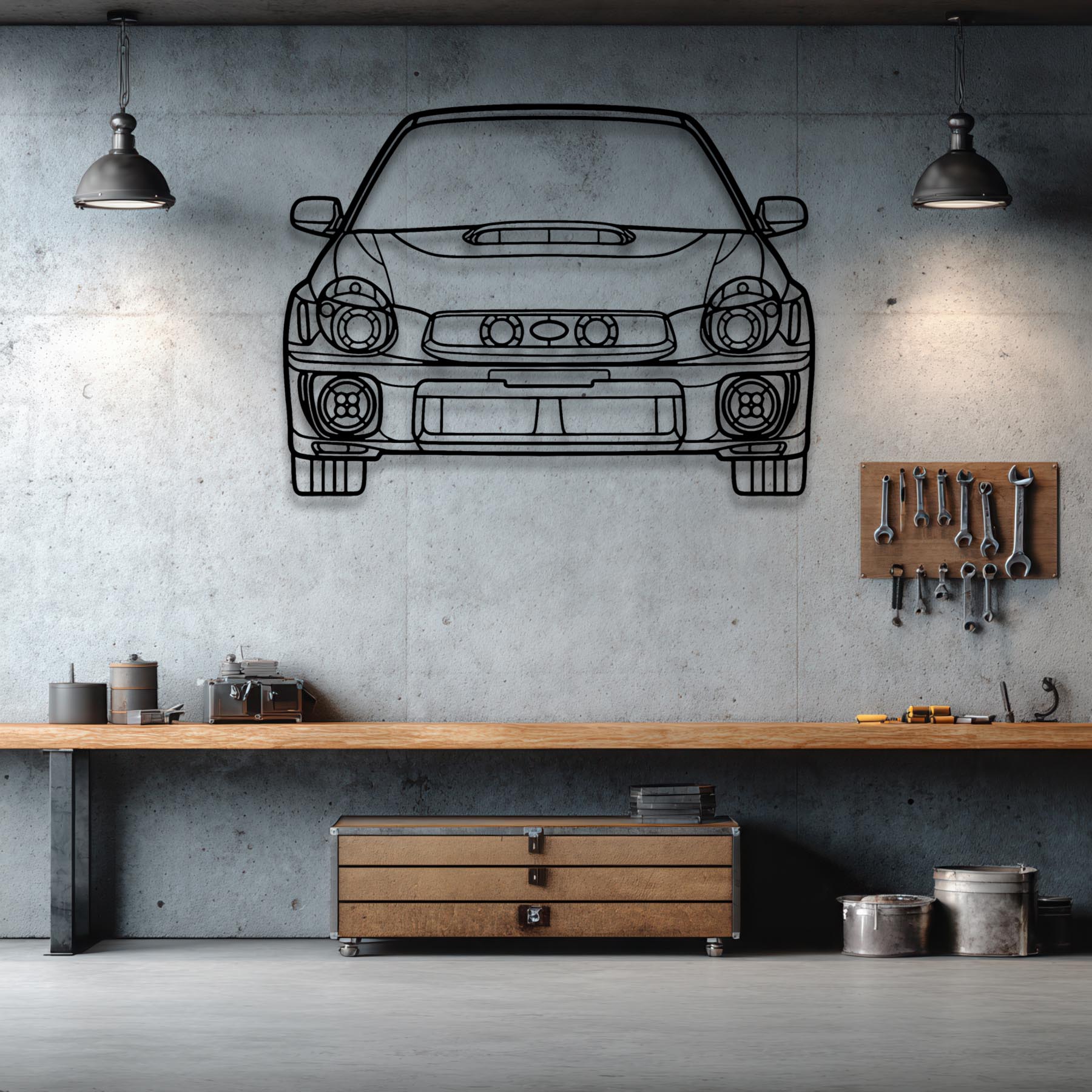 WRX 2002 Front Silhouette Metal Wall Art