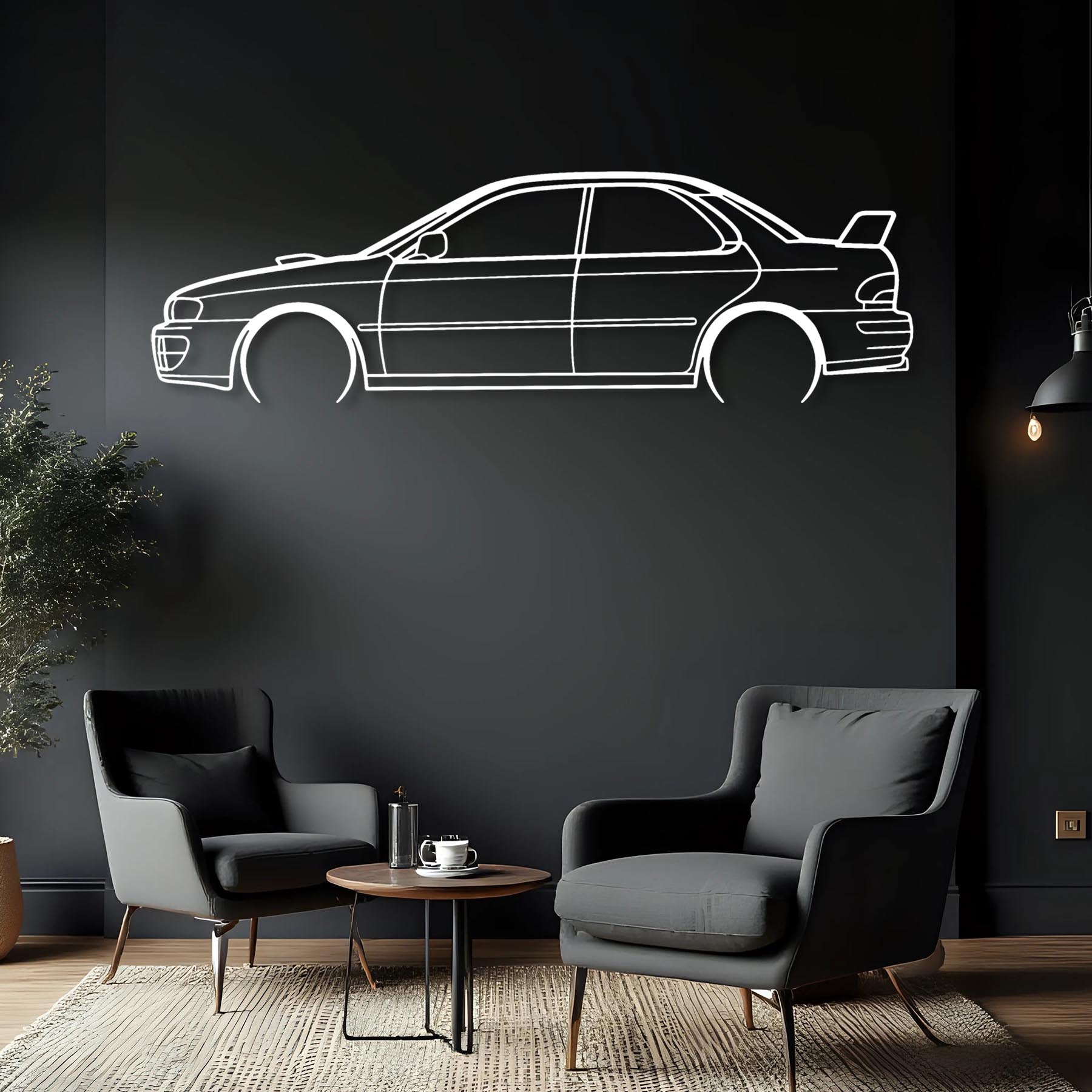 WRX Impreza 1999 Detailed Silhouette Metal Wall Art