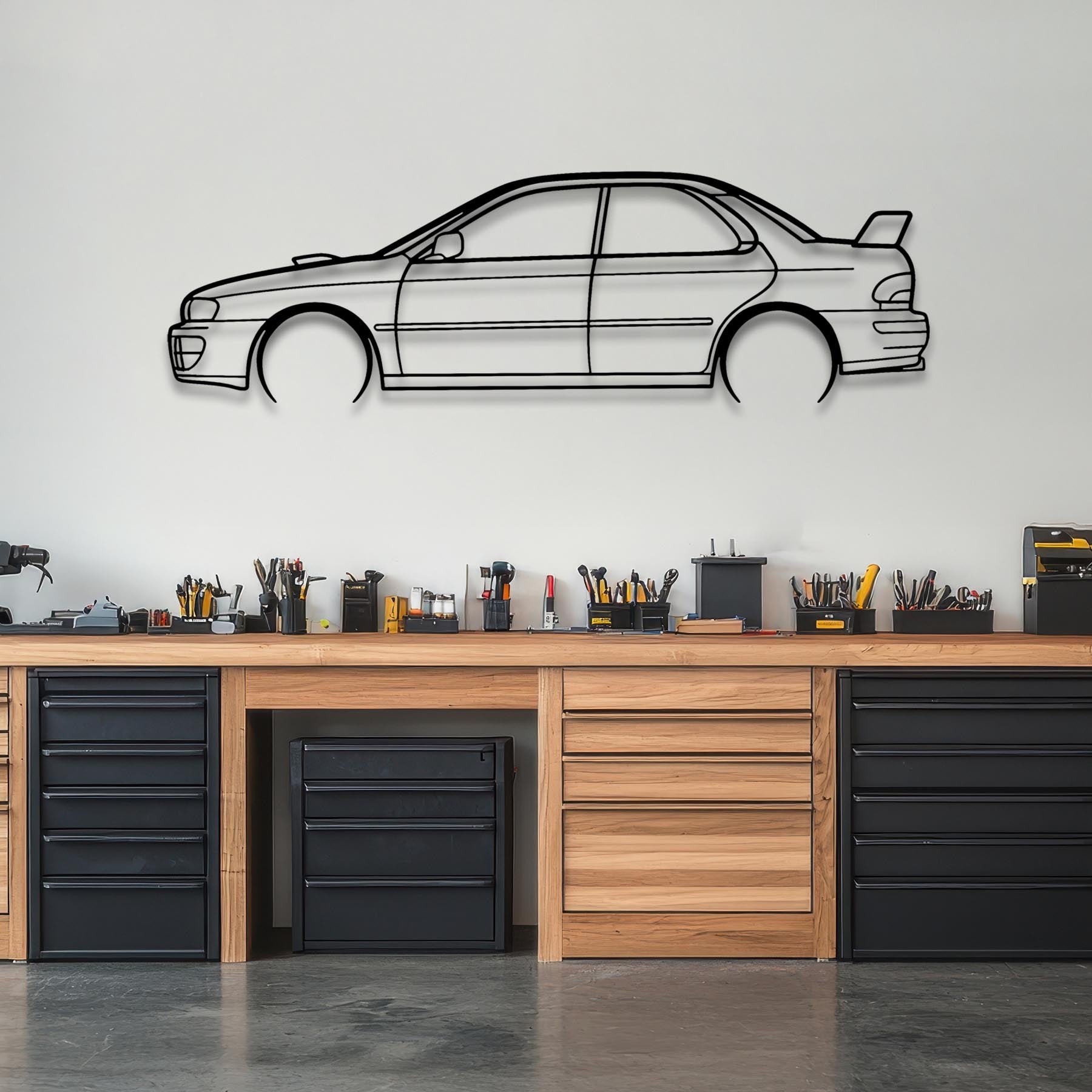 WRX Impreza 1999 Detailed Silhouette Metal Wall Art