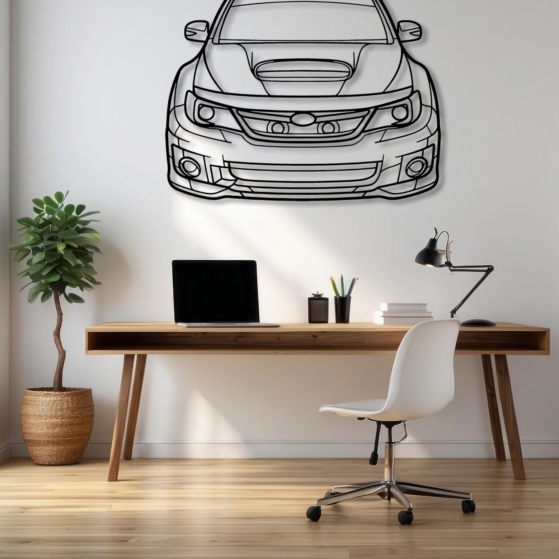 WRX STI 2012 Front Silhouette Metal Wall Art