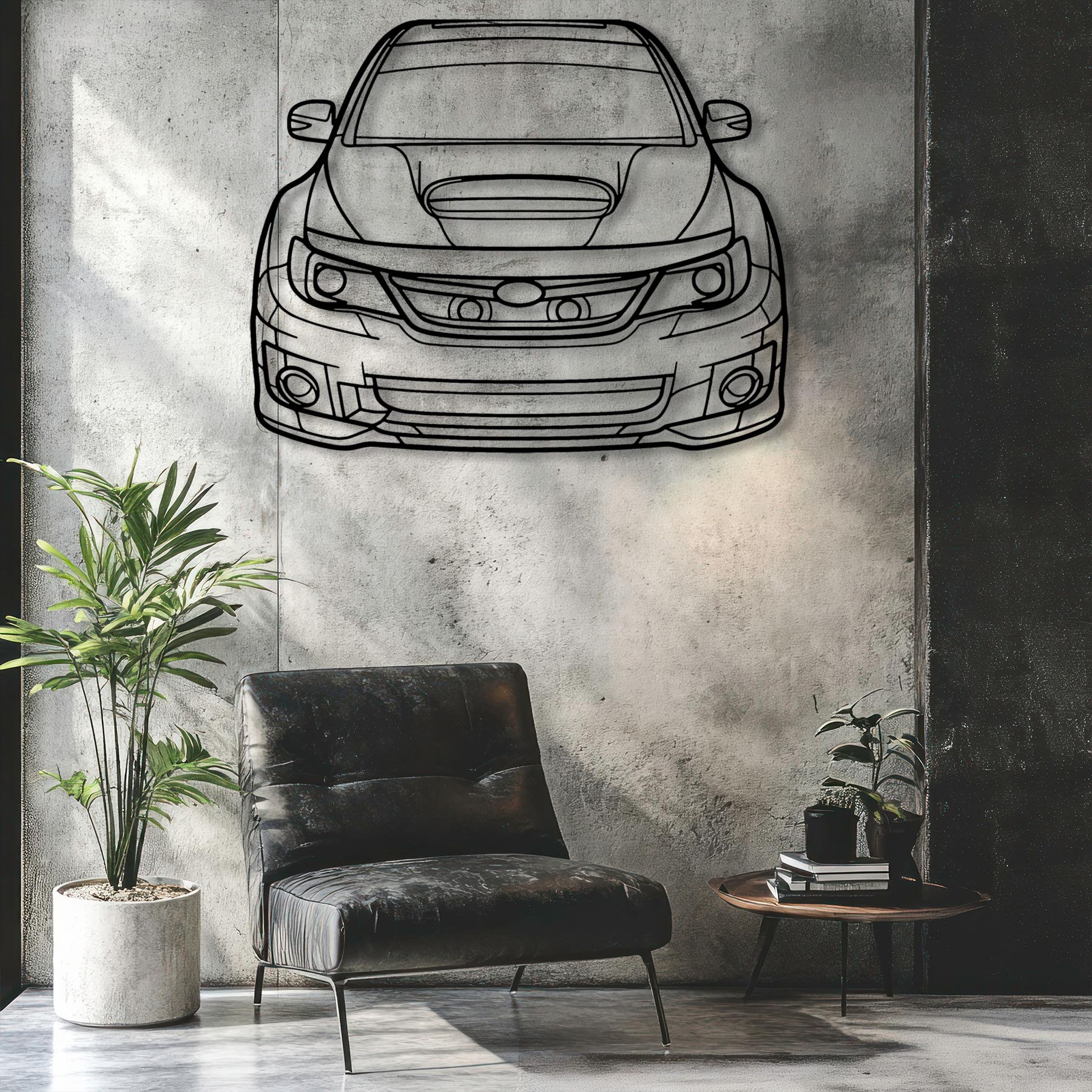 WRX STI 2012 Front Silhouette Metal Wall Art
