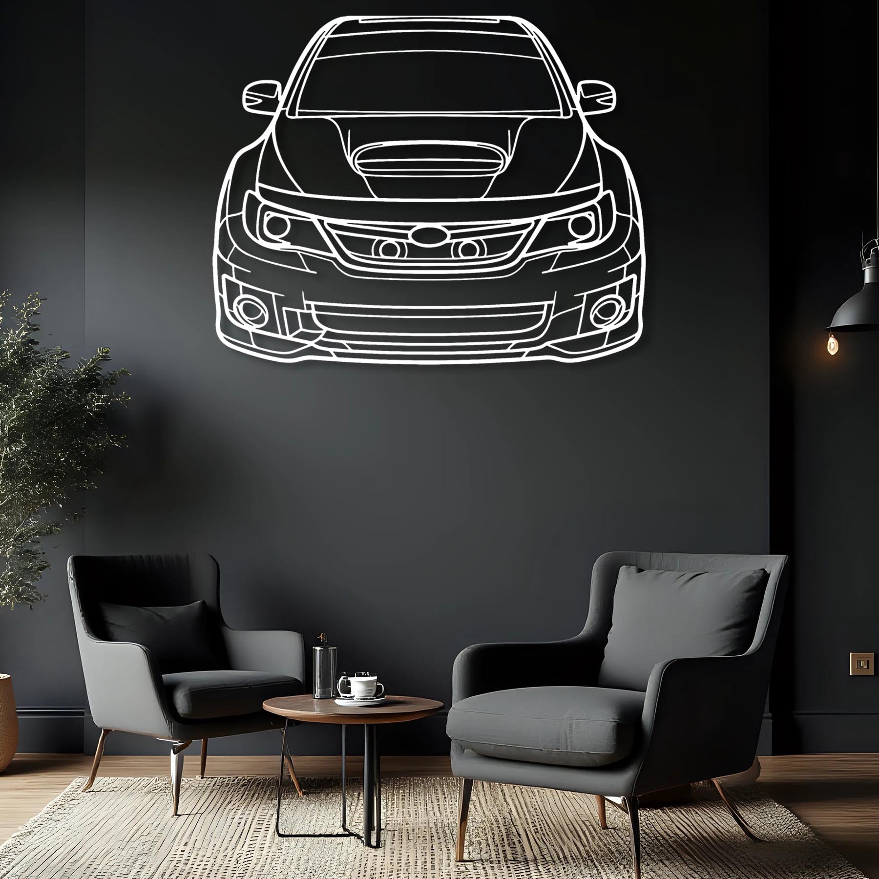 WRX STI 2012 Front Silhouette Metal Wall Art