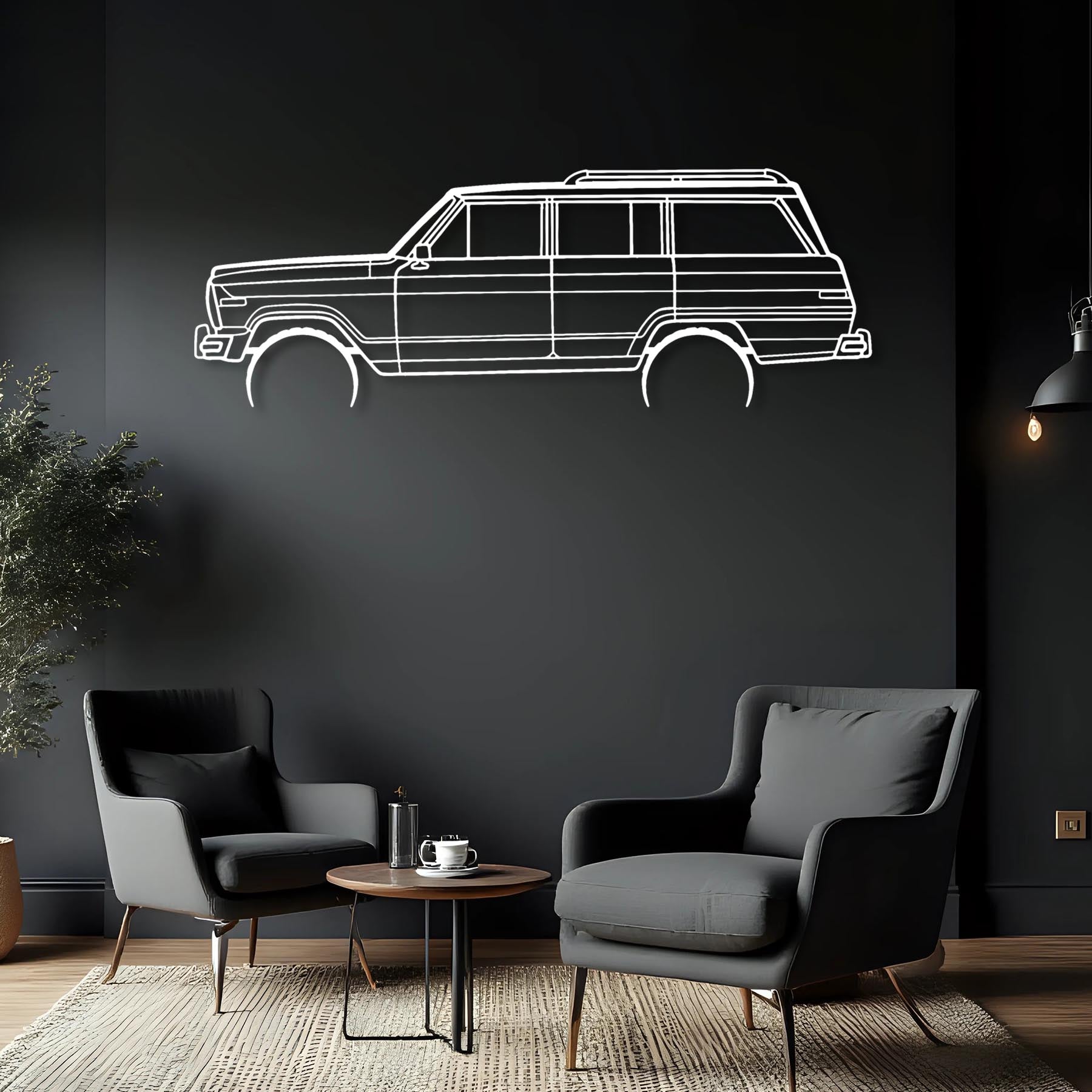 Wagoneer 1986 Detailed Silhouette Metal Wall Art