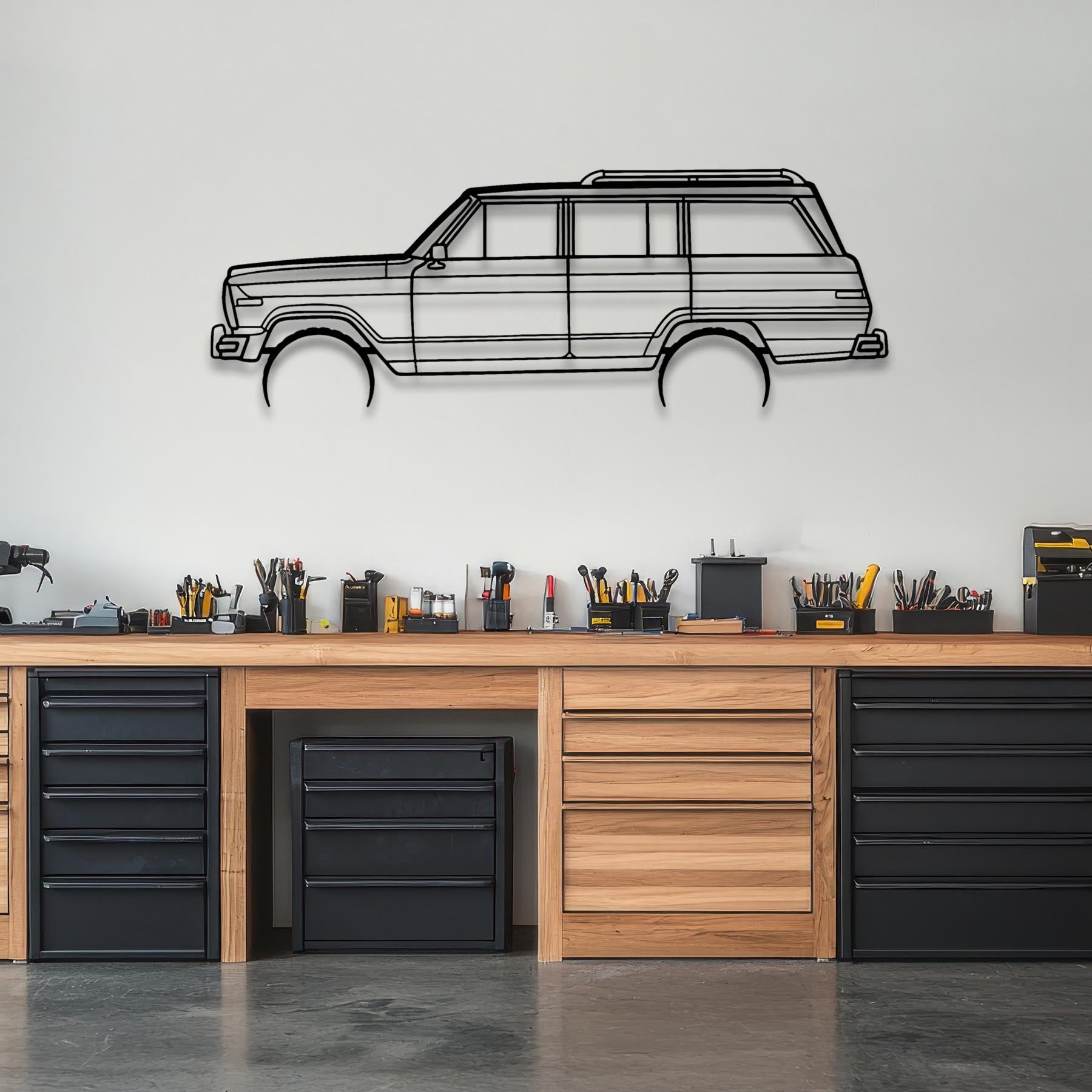 Wagoneer 1986 Detailed Silhouette Metal Wall Art