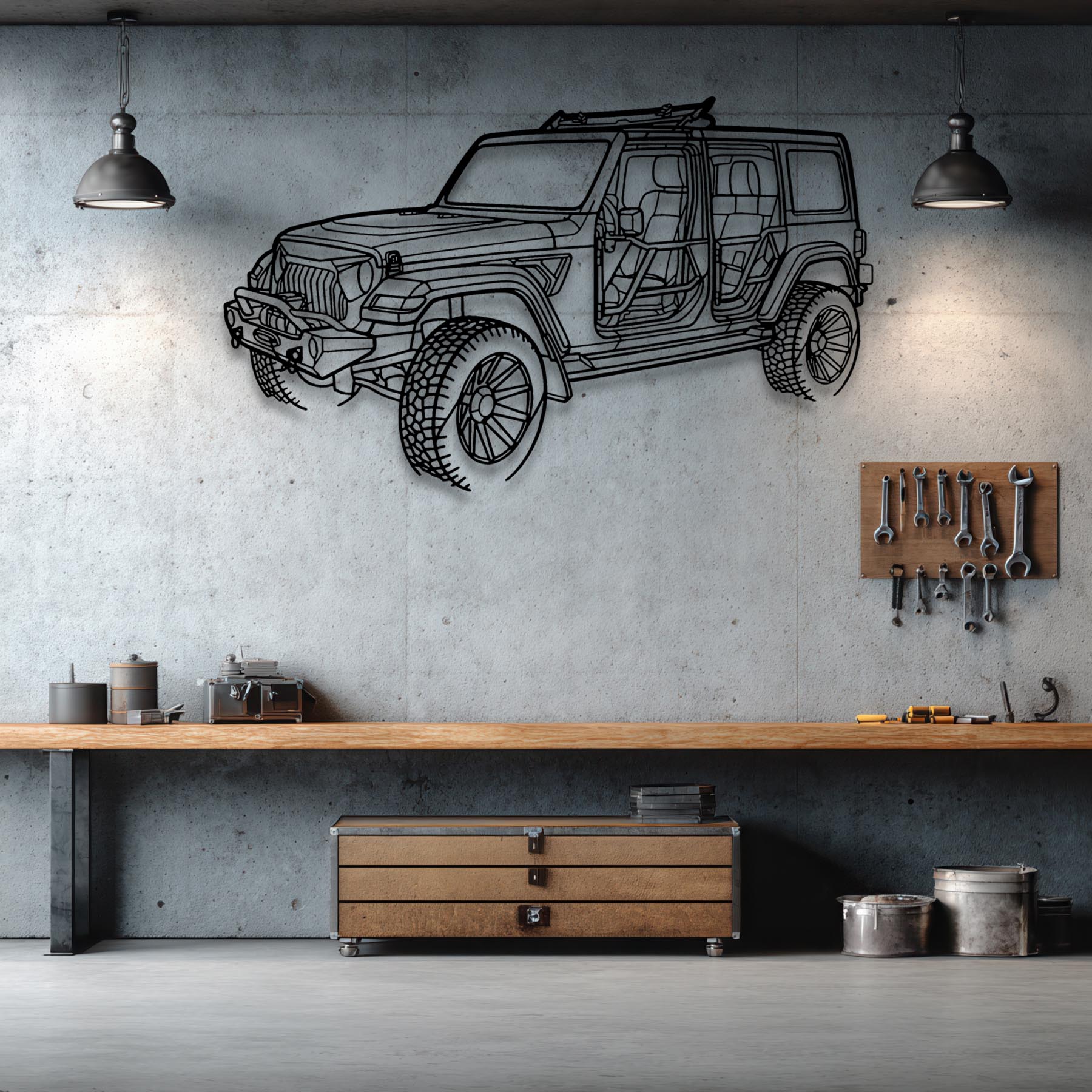 Wrangler 2022 Angle Silhouette Metal Wall Art