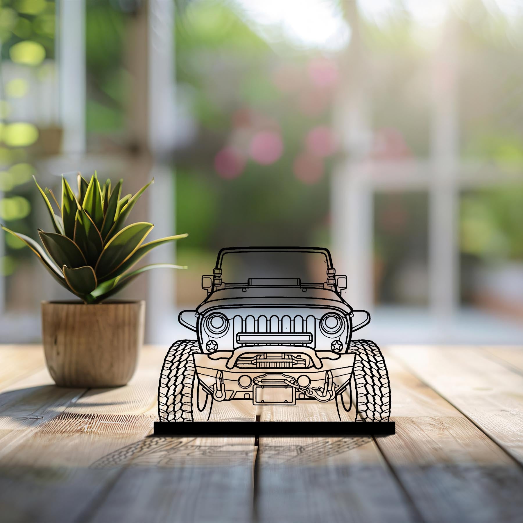 Wrangler Offroad Front Silhouette Metal Art Stand