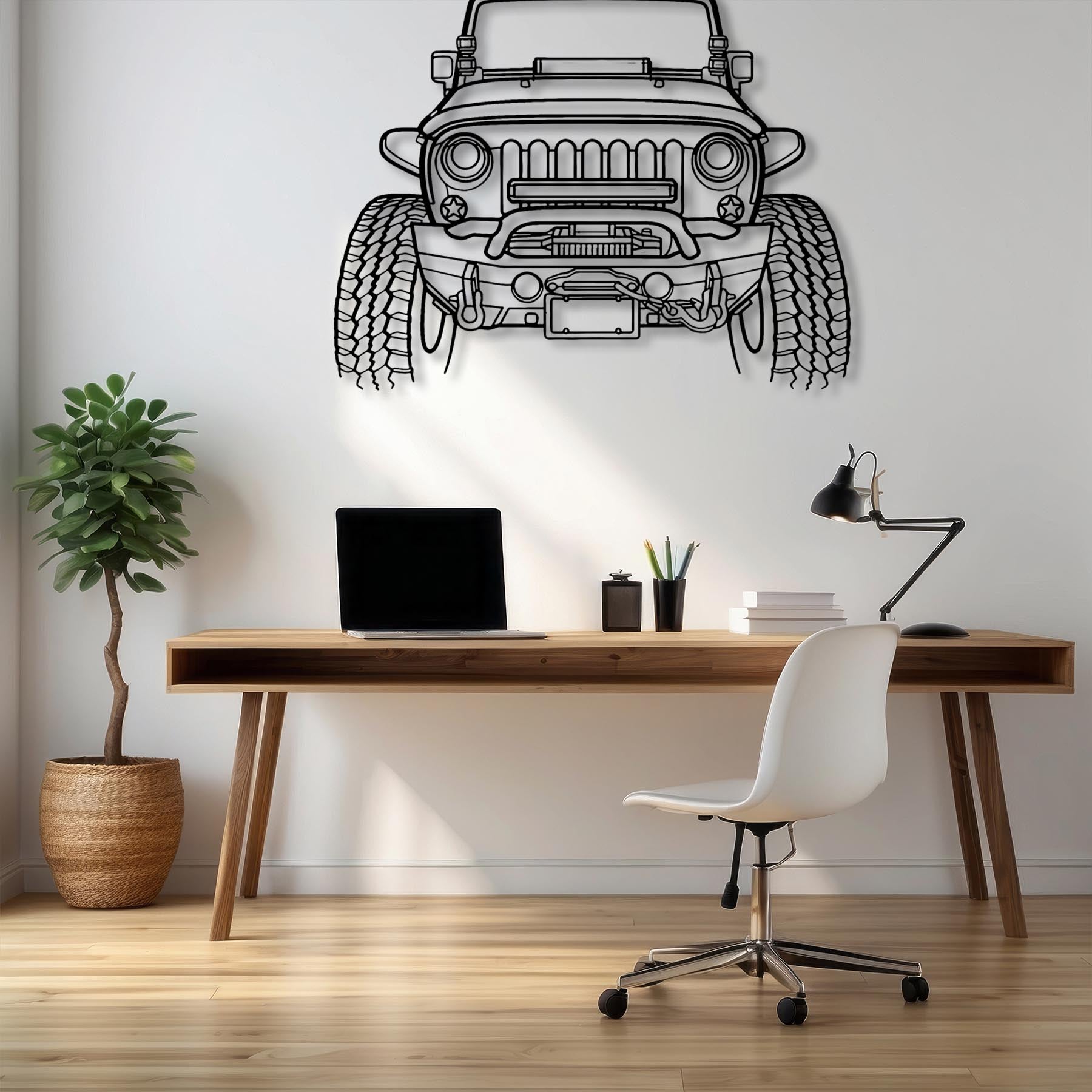 Wrangler Offroad Front Silhouette Metal Wall Art