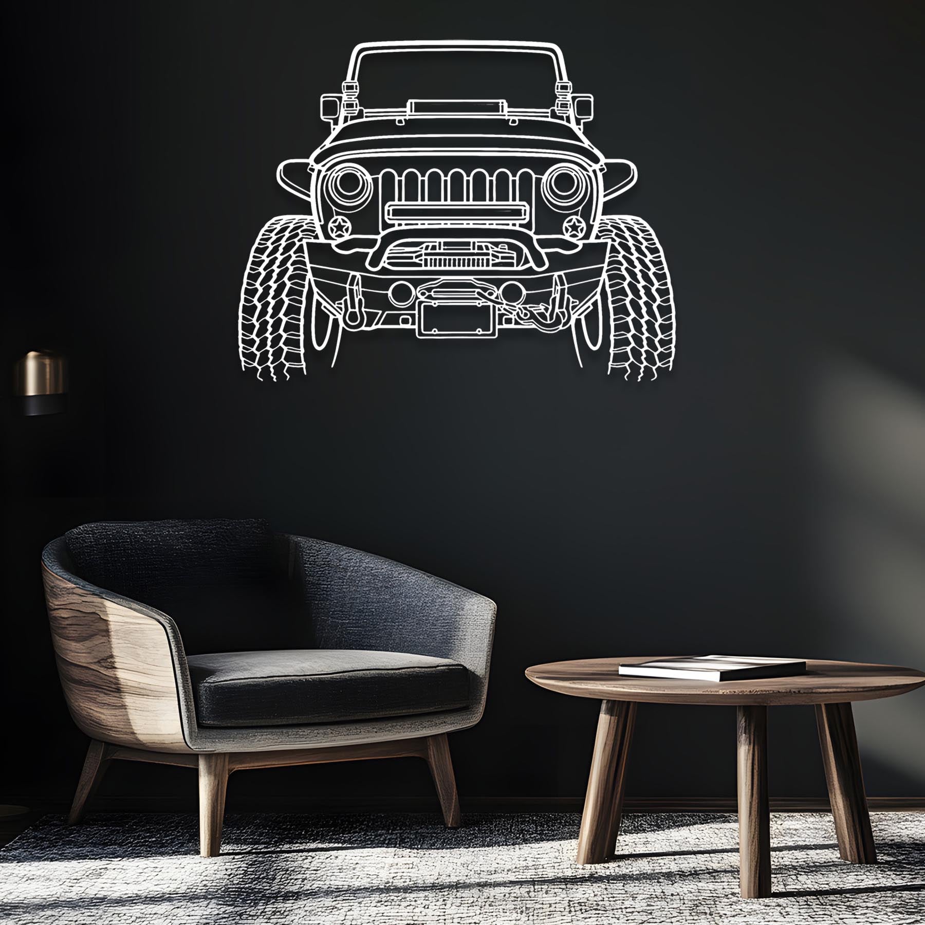 Wrangler Offroad Front Silhouette Metal Wall Art