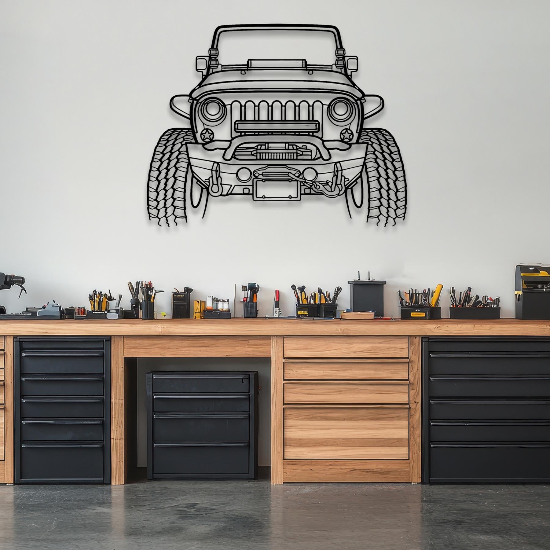 Wrangler Offroad Front Silhouette Metal Wall Art