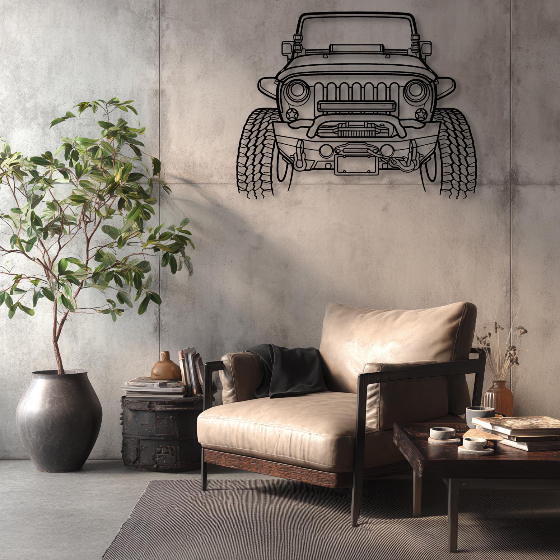 Wrangler Offroad Front Silhouette Metal Wall Art