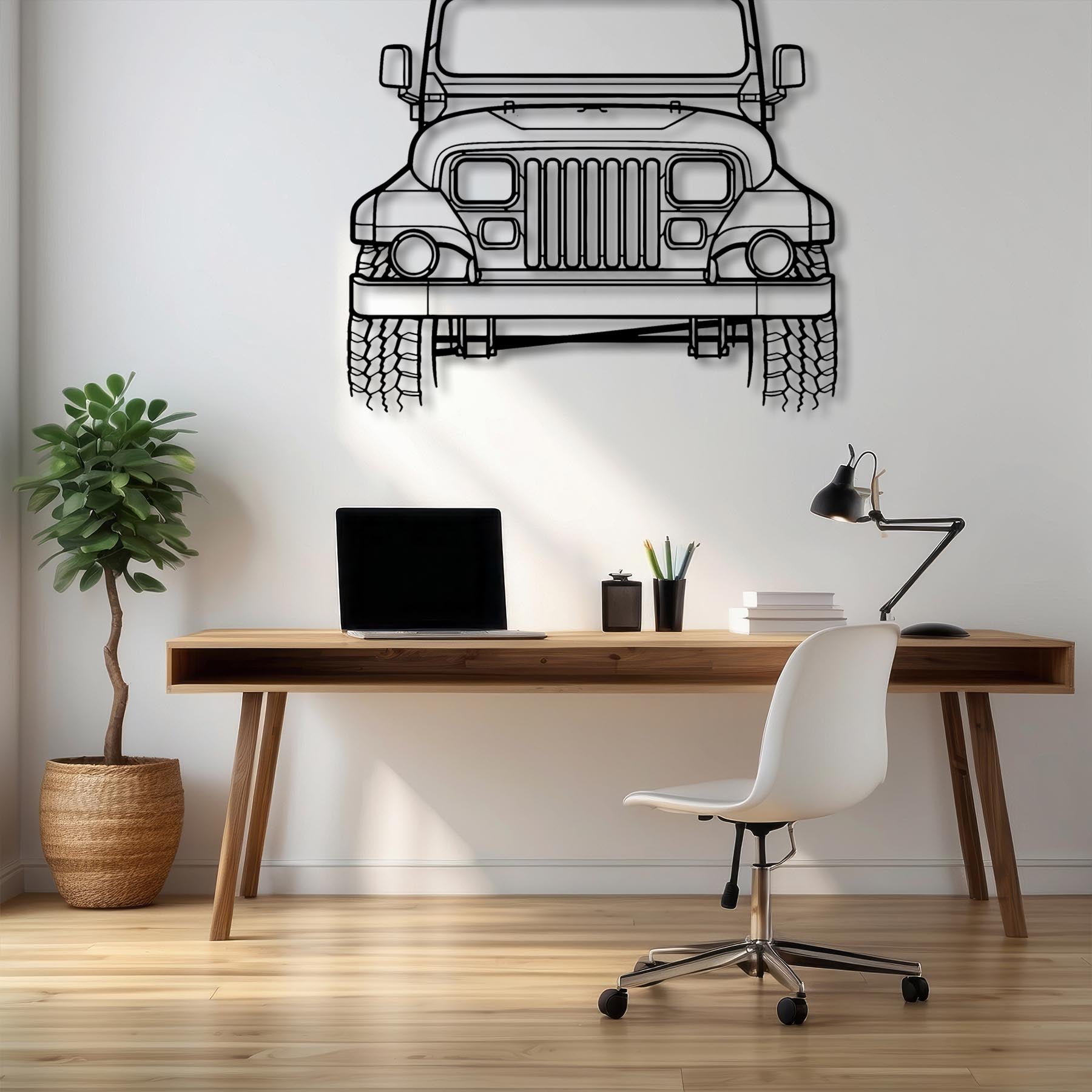 Wrangler Sahara 1988 Front Silhouette Metal Wall Art