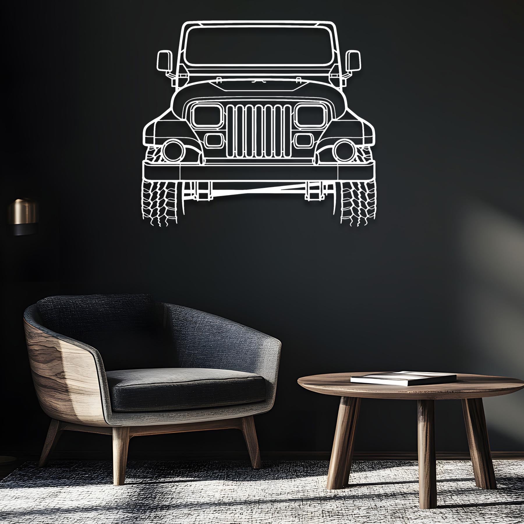 Wrangler Sahara 1988 Front Silhouette Metal Wall Art
