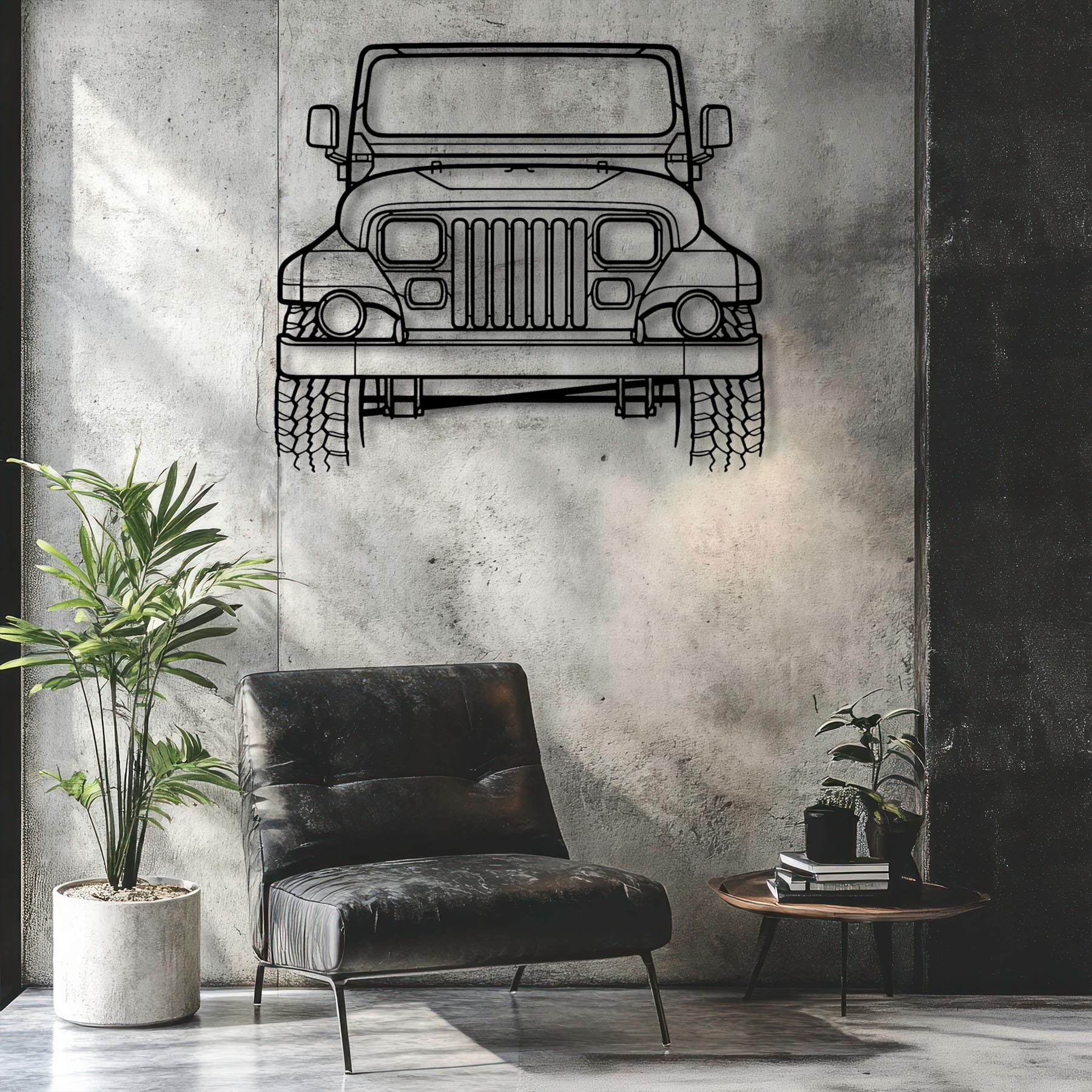 Wrangler Sahara 1988 Front Silhouette Metal Wall Art