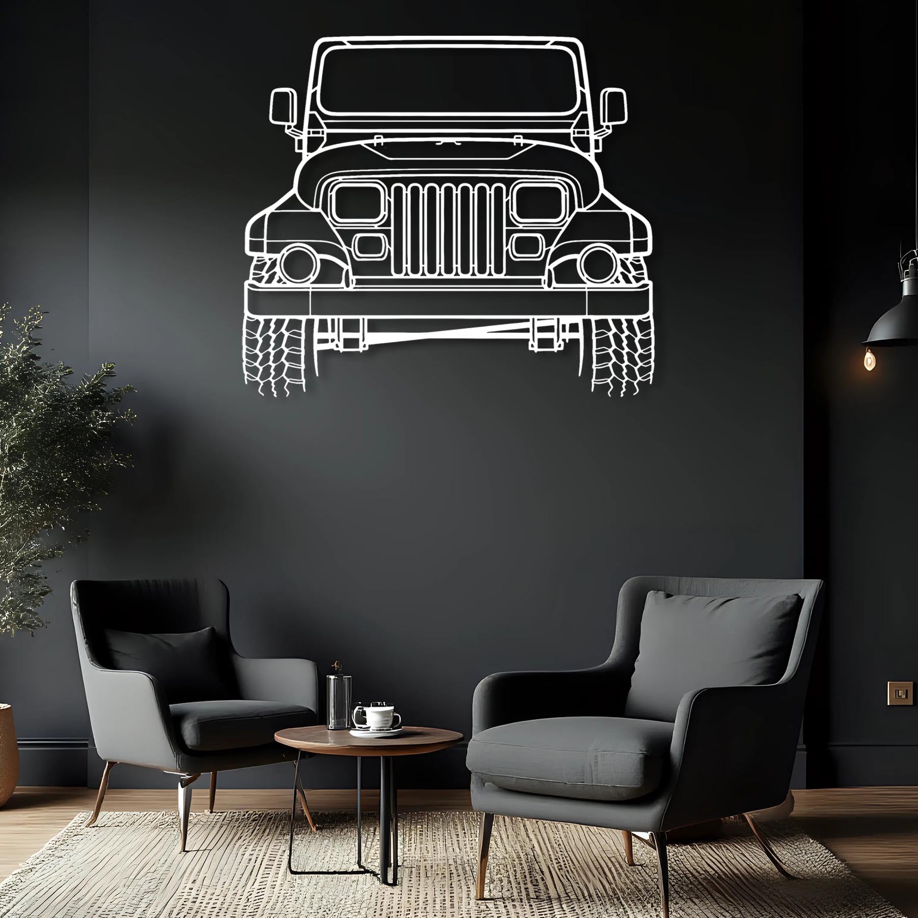 Wrangler Sahara 1988 Front Silhouette Metal Wall Art
