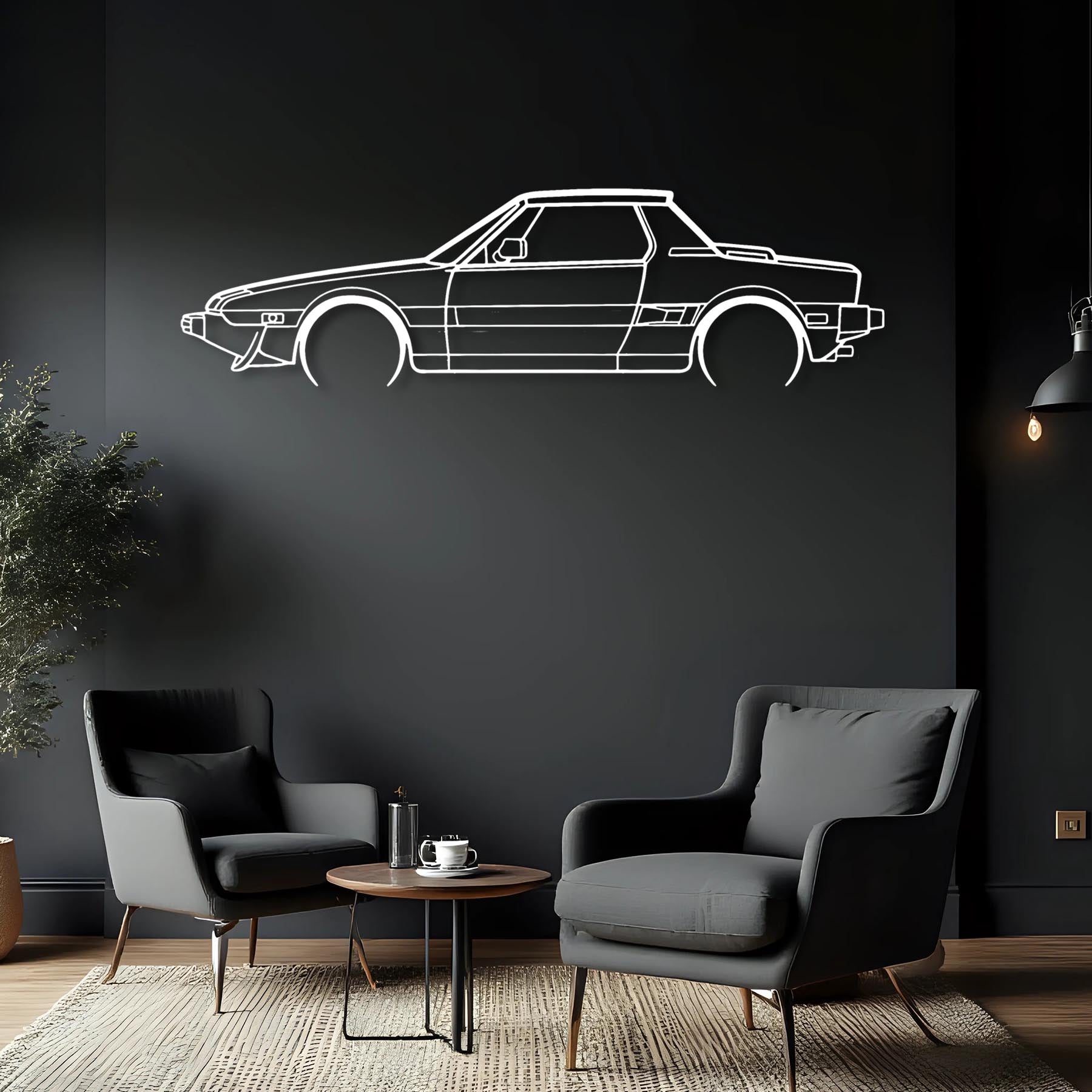 X1-9 Bertone 1987 Detailed Silhouette Metal Wall Art
