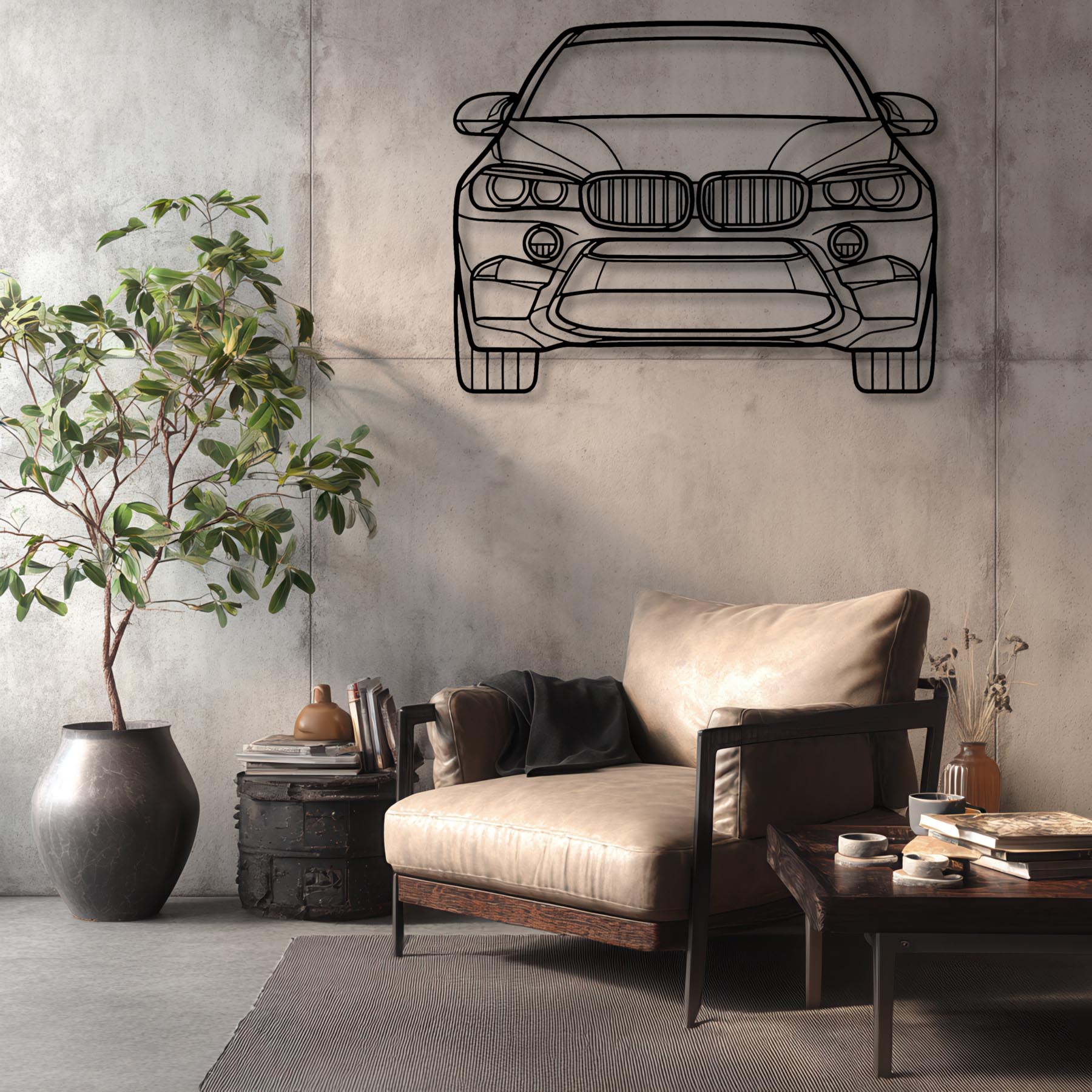 X6M 2017 Front Silhouette Metal Wall Art