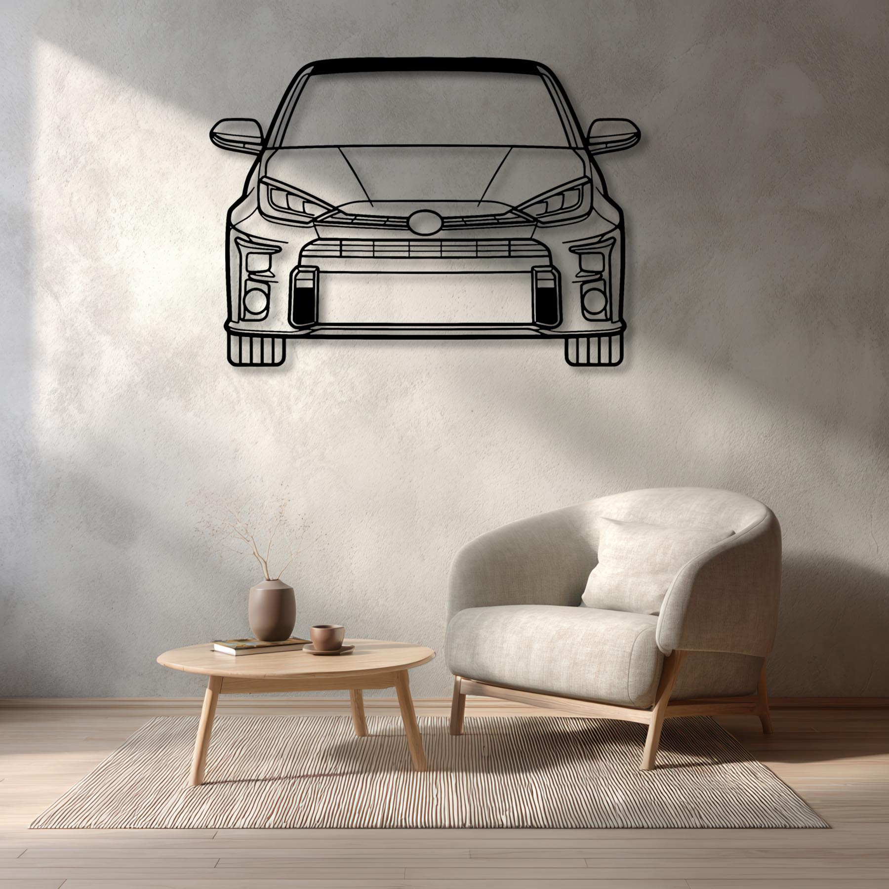 Yaris GR Front 2021 Silhouette Metal Wall Art