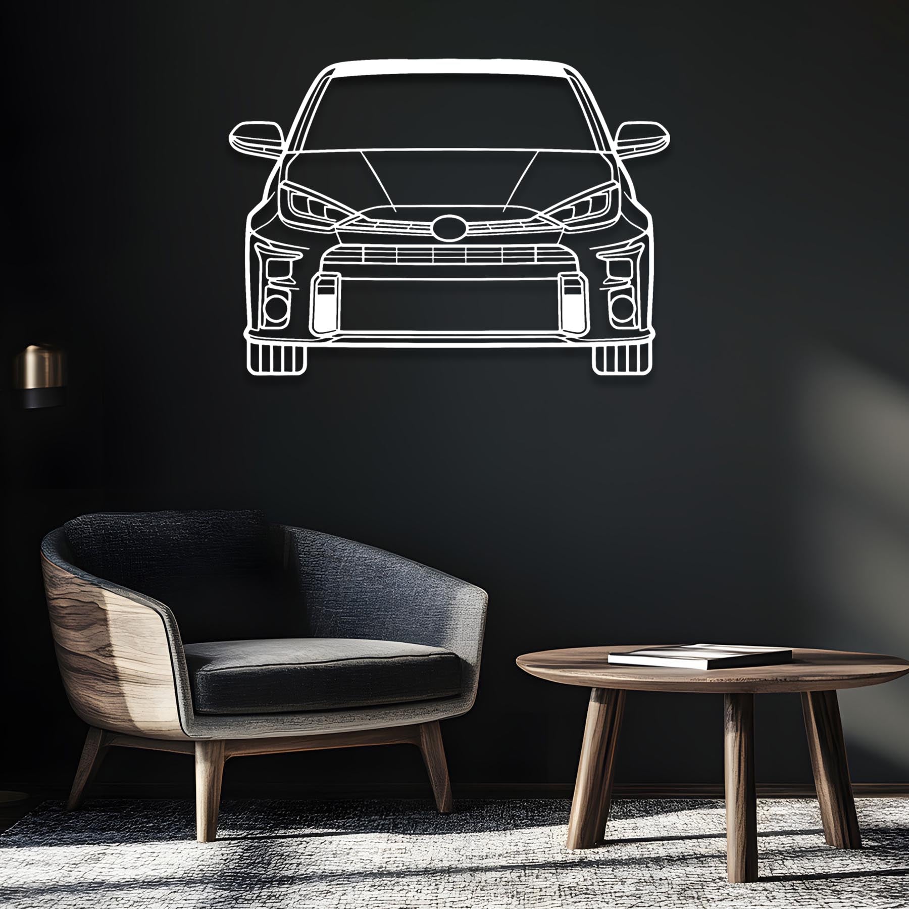 Yaris GR Front 2021 Silhouette Metal Wall Art