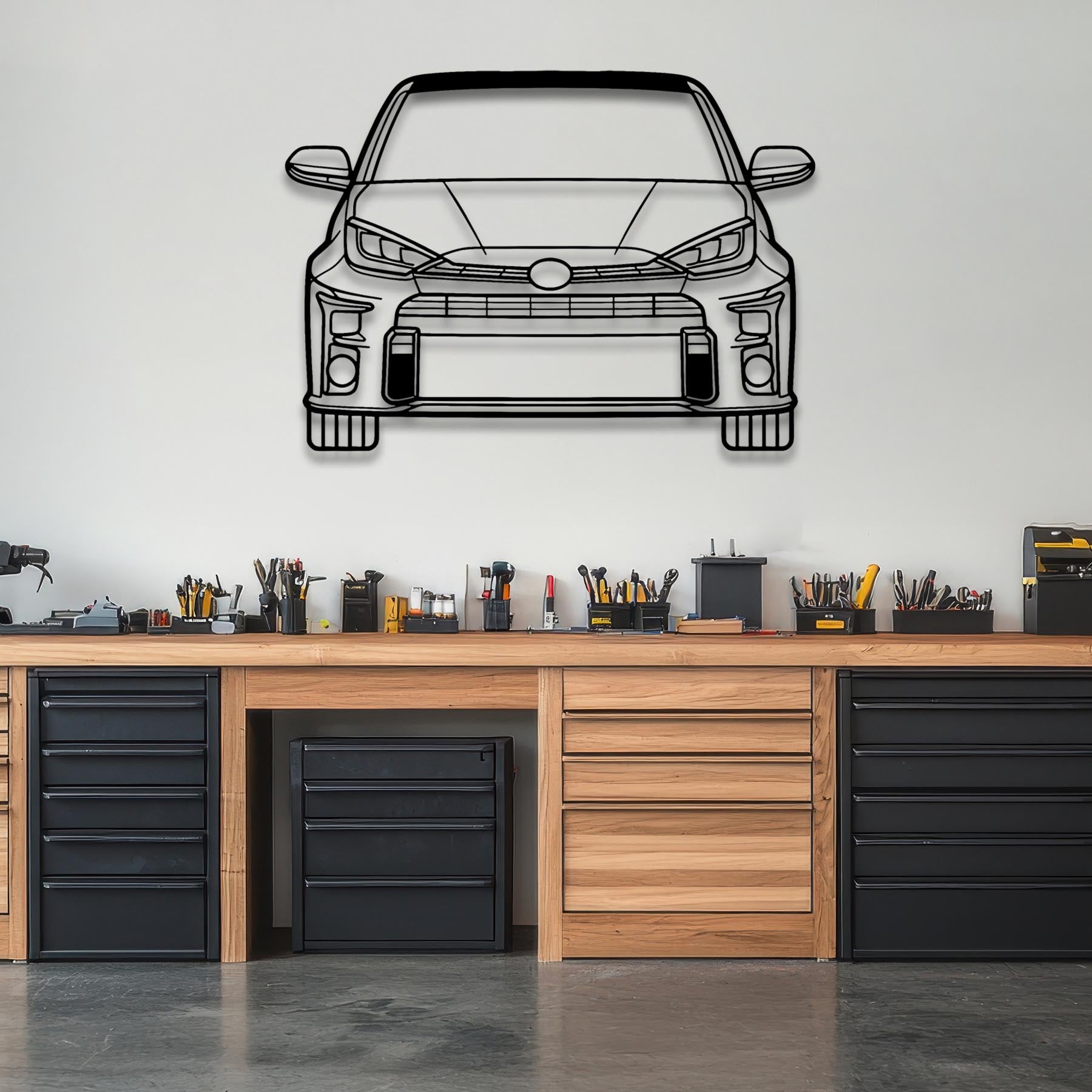 Yaris GR Front 2021 Silhouette Metal Wall Art