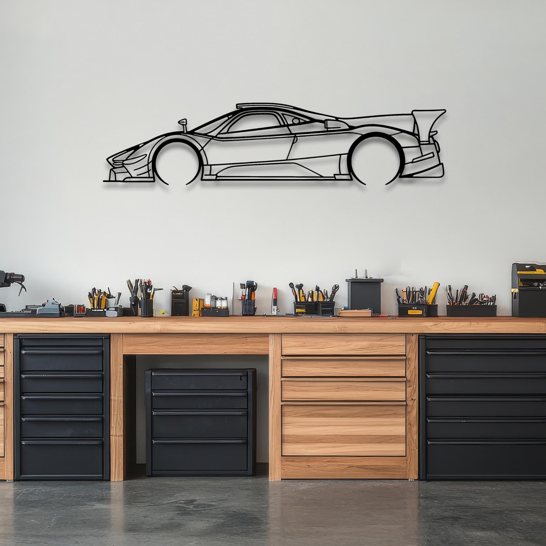 Zonda R Evo Detailed Silhouette Metal Wall Art