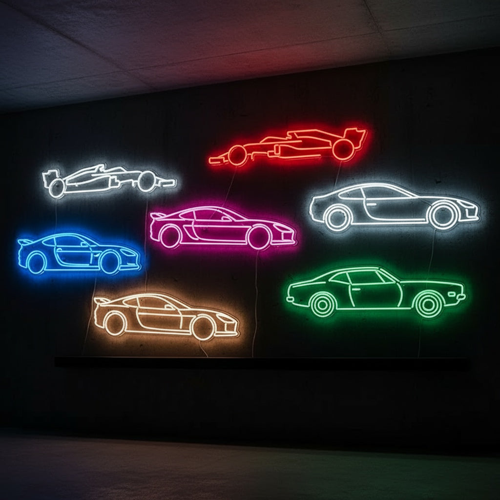 Your Custom Car Angle Neon Silhouette