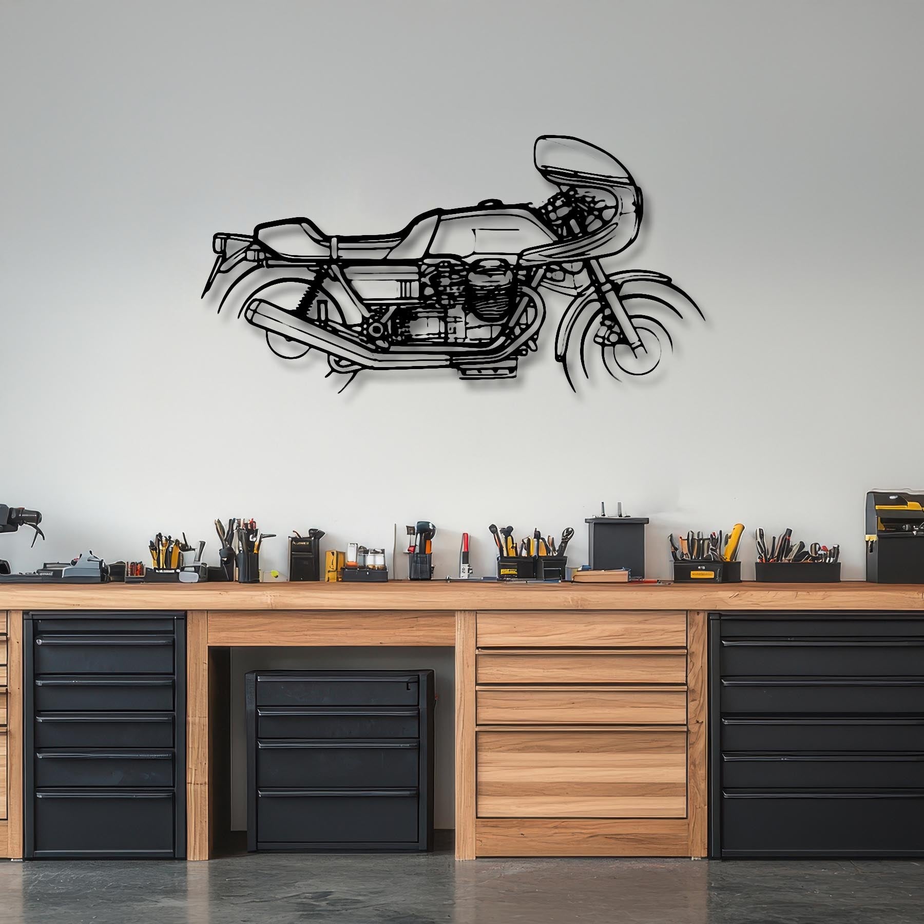 850 LeMans 1976 Silhouette Metal Wall Art