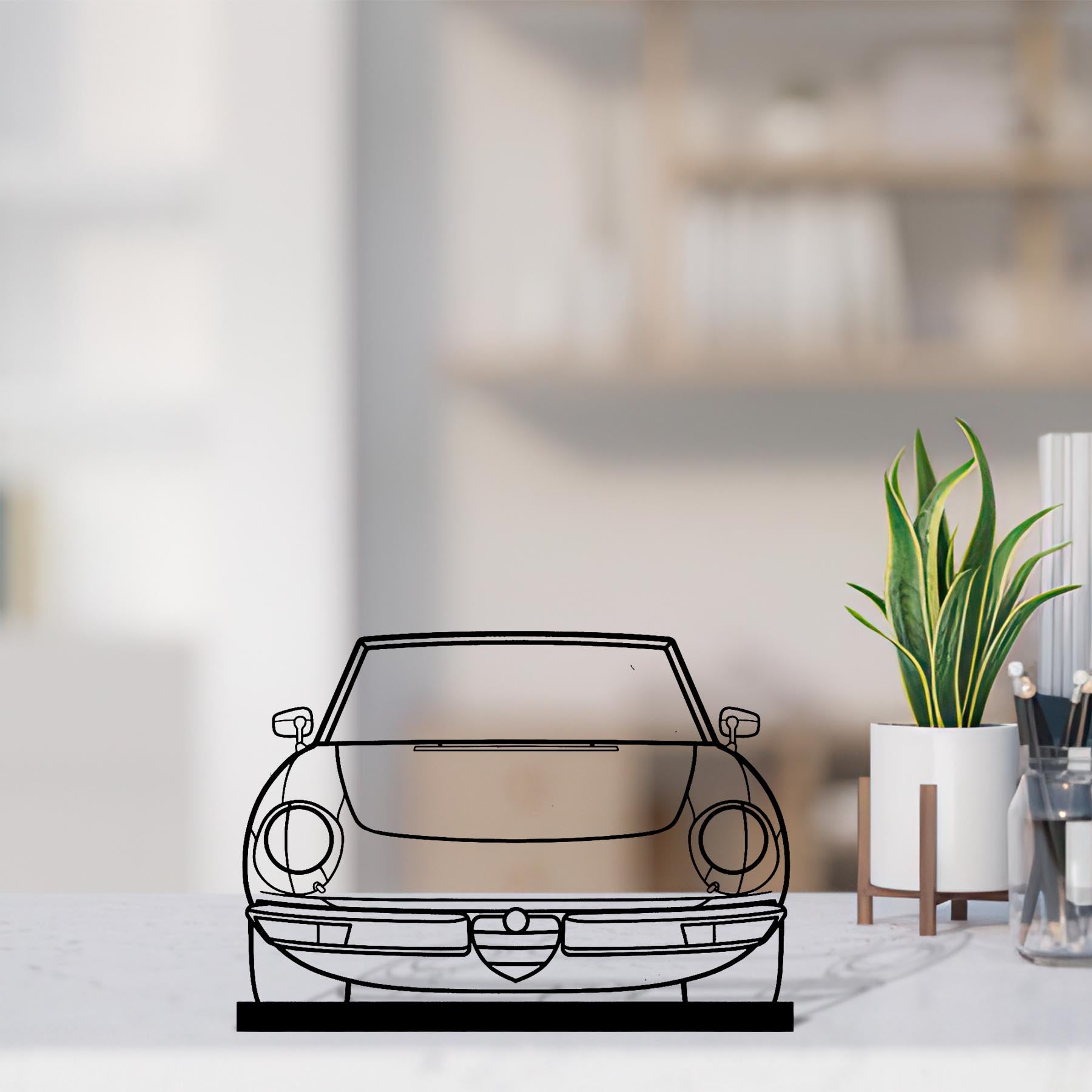 Alfa Spider Front Silhouette Metal Art Stand